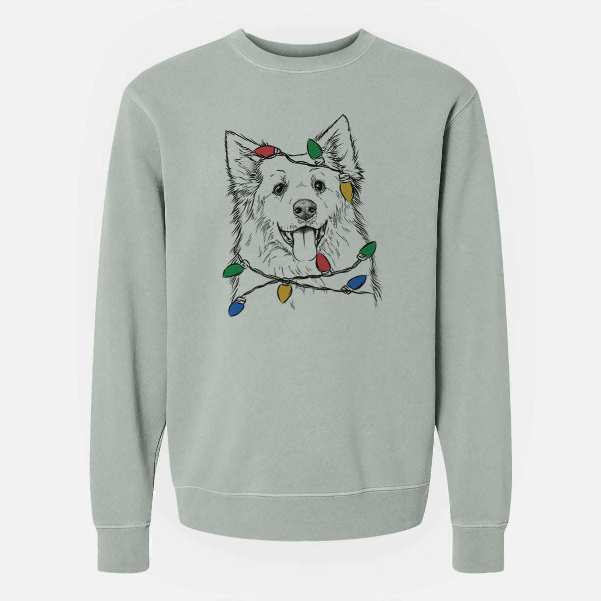 Christmas Lights Aspenita the Mixed Breed - Unisex Pigment Dyed Crew Sweatshirt