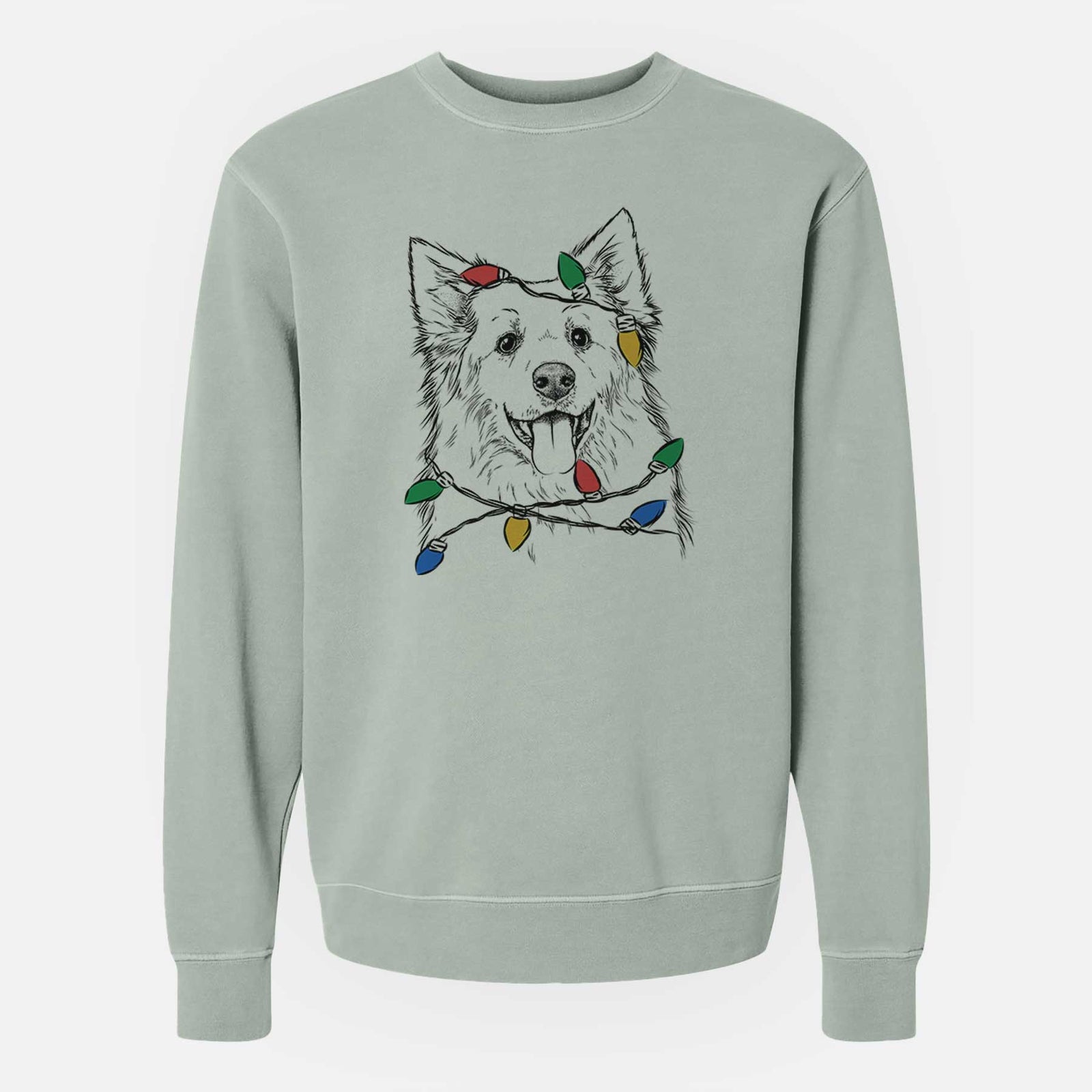 Christmas Lights Aspenita the Mixed Breed - Unisex Pigment Dyed Crew Sweatshirt