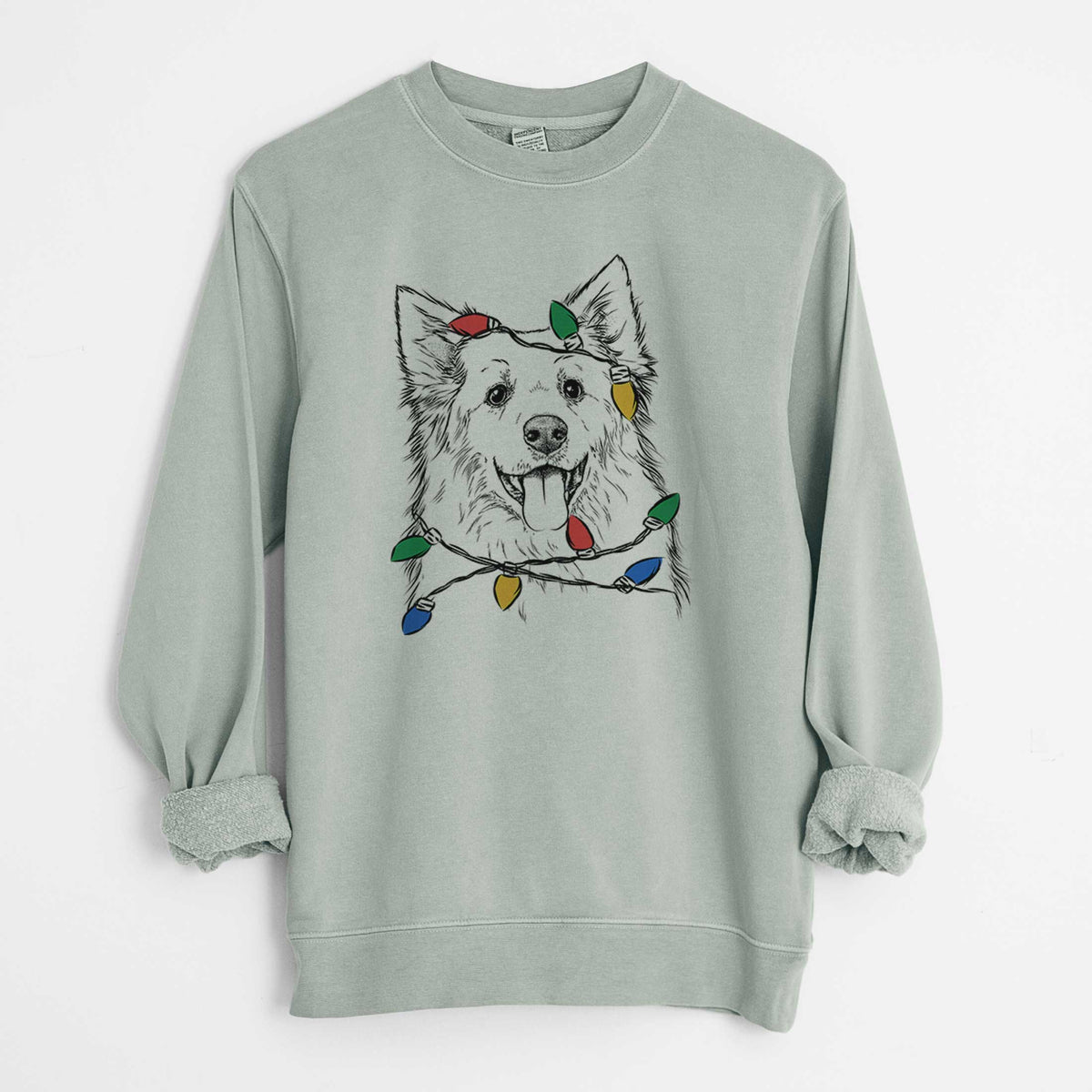 Christmas Lights Aspenita the Mixed Breed - Unisex Pigment Dyed Crew Sweatshirt