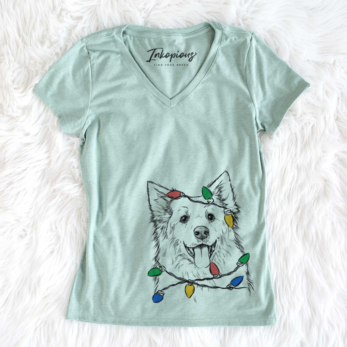 Christmas Lights Aspenita the Mixed Breed - Women's V-neck Shirt
