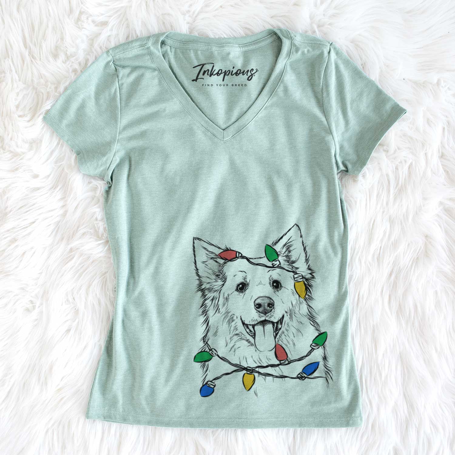 Christmas Lights Aspenita the Mixed Breed - Women's V-neck Shirt