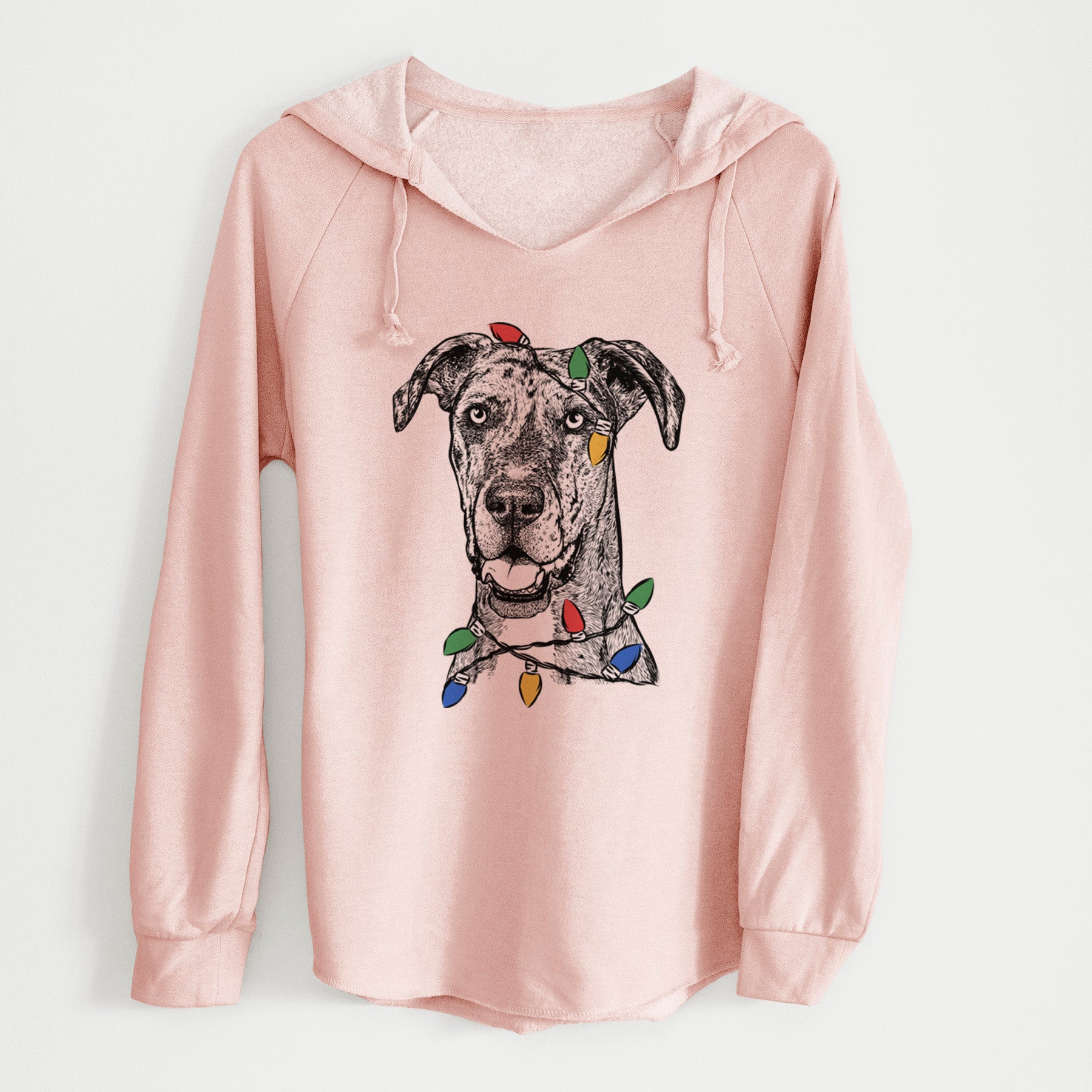 Christmas Lights Athena the Merle Great Dane - Cali Wave Hooded Sweatshirt