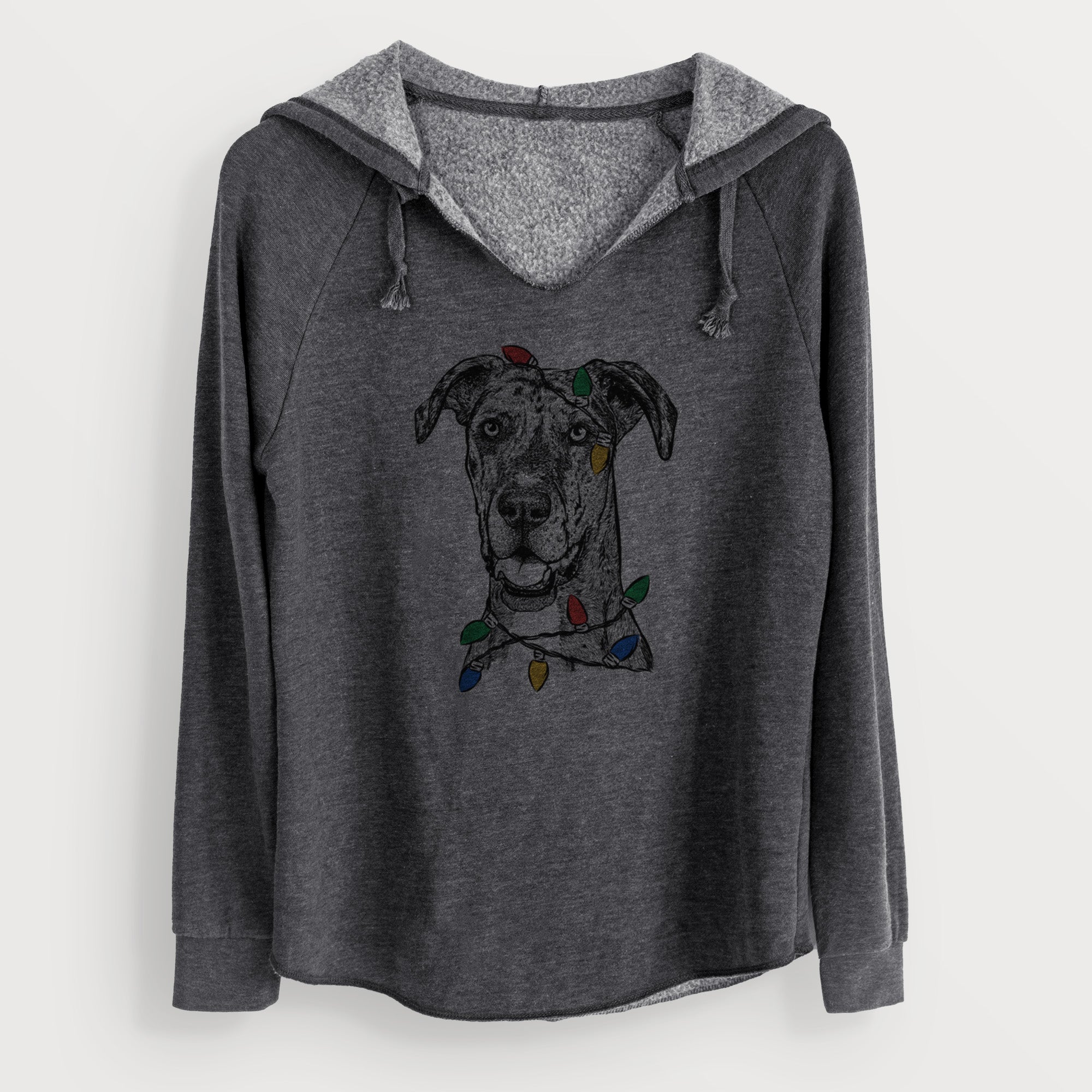 Christmas Lights Athena the Merle Great Dane - Cali Wave Hooded Sweatshirt