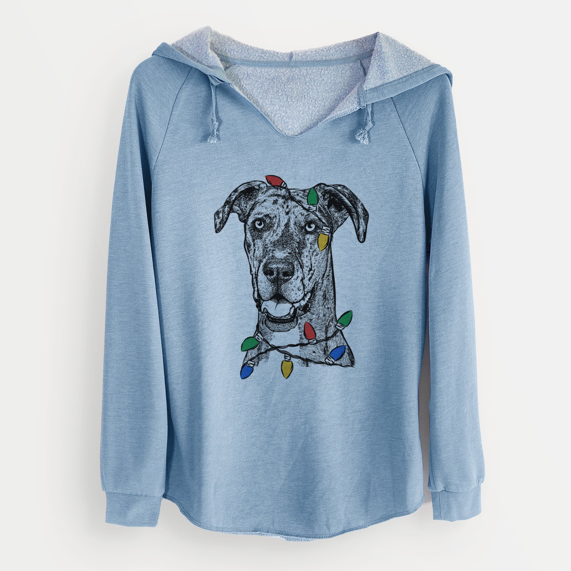 Christmas Lights Athena the Merle Great Dane - Cali Wave Hooded Sweatshirt