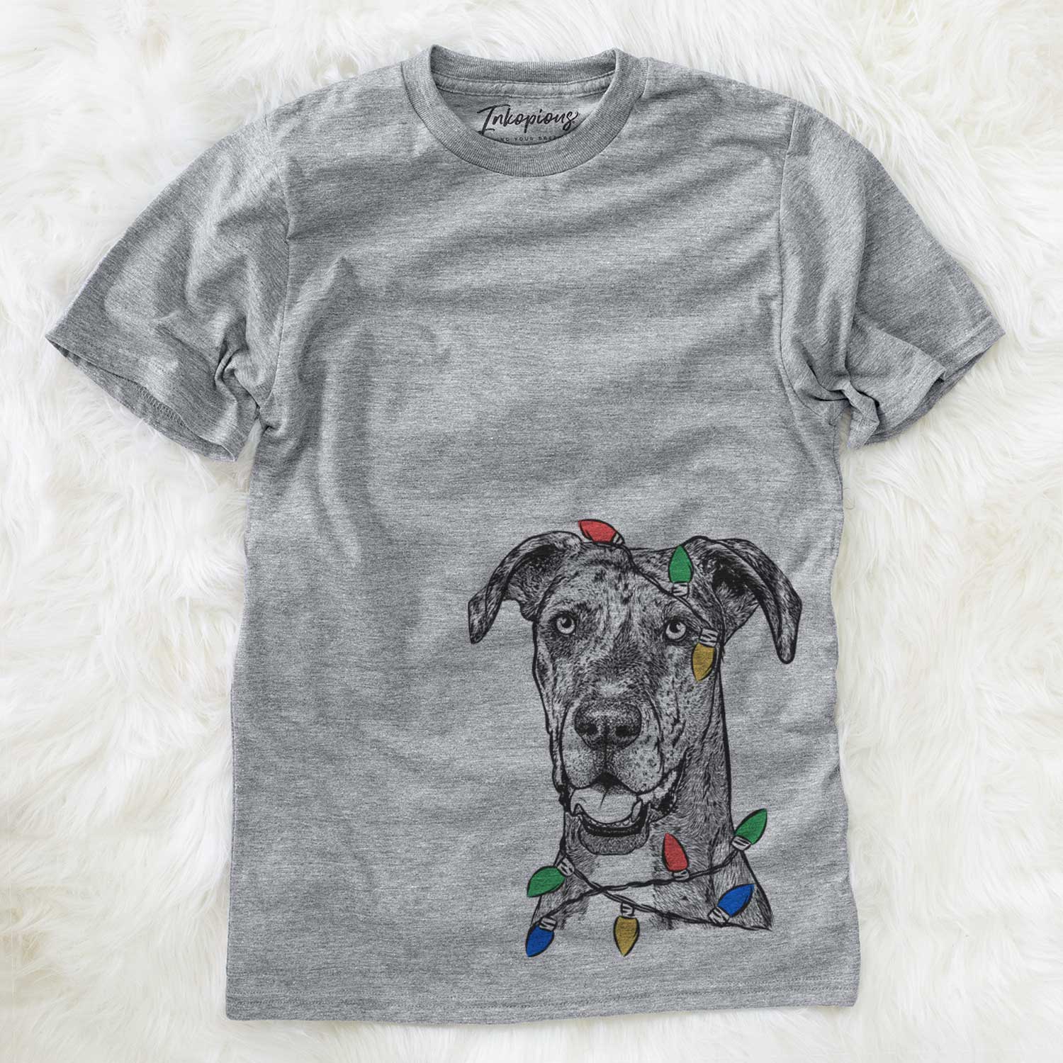 Christmas Lights Athena the Merle Great Dane - Unisex Crewneck