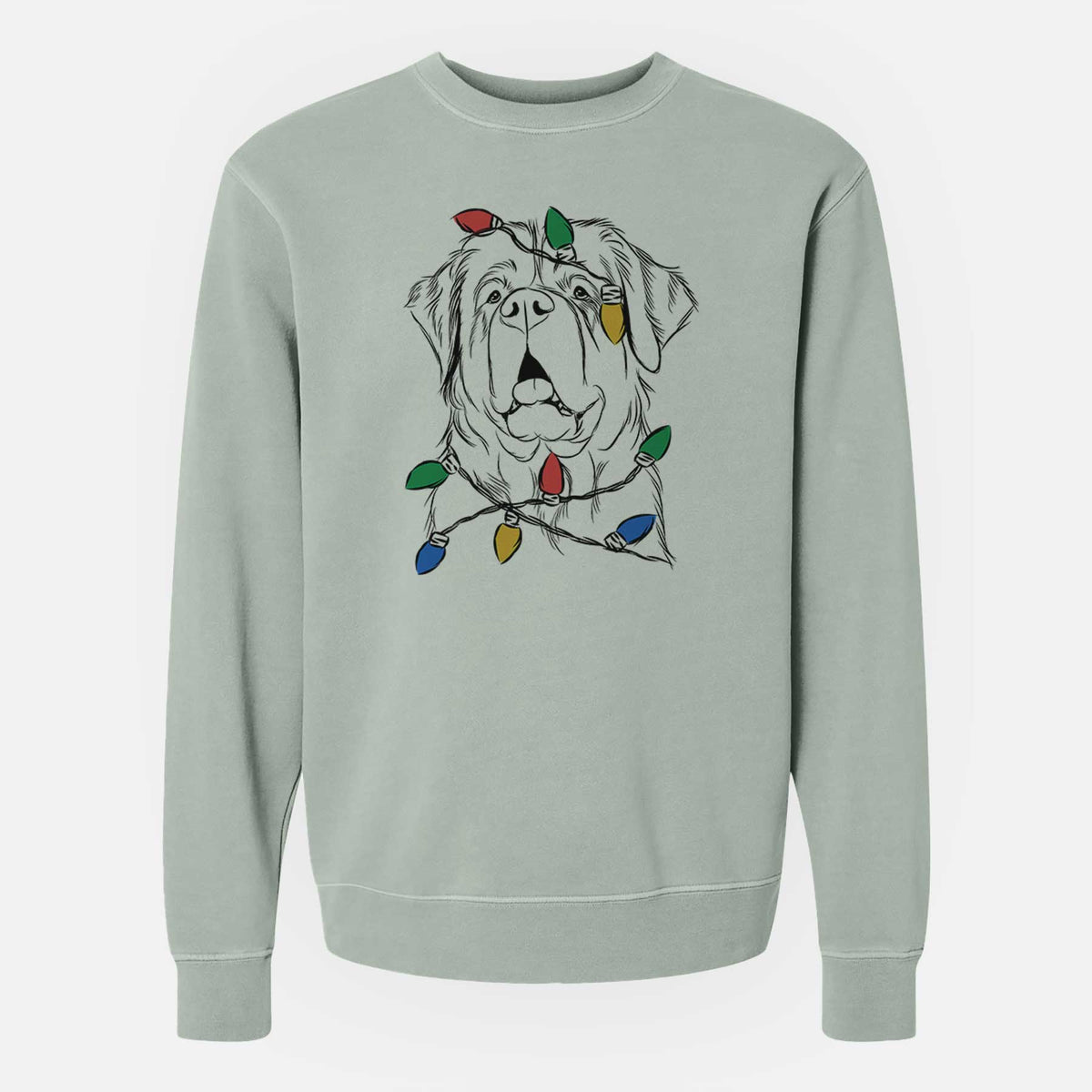 Christmas Lights Atlas the Saint Bernard - Unisex Pigment Dyed Crew Sweatshirt