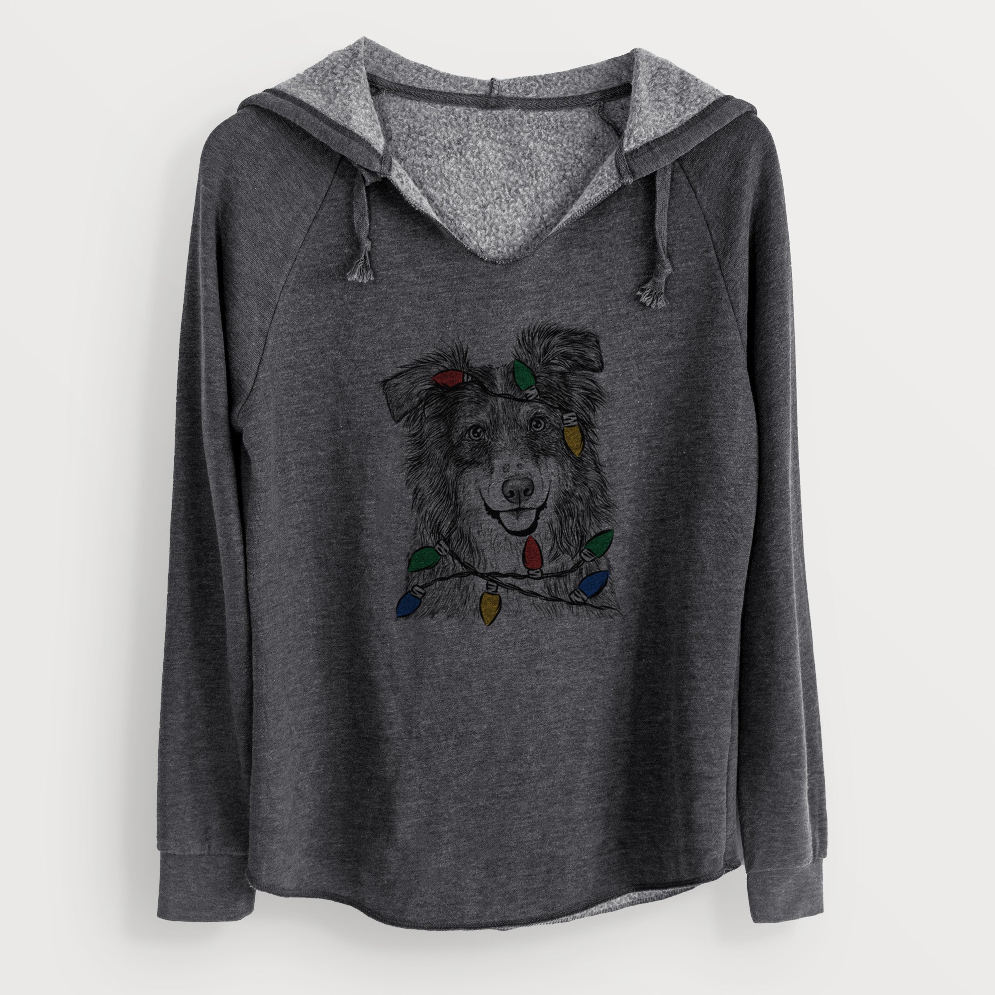 Christmas Lights Aushe the Australian Shepherd - Cali Wave Hooded Sweatshirt