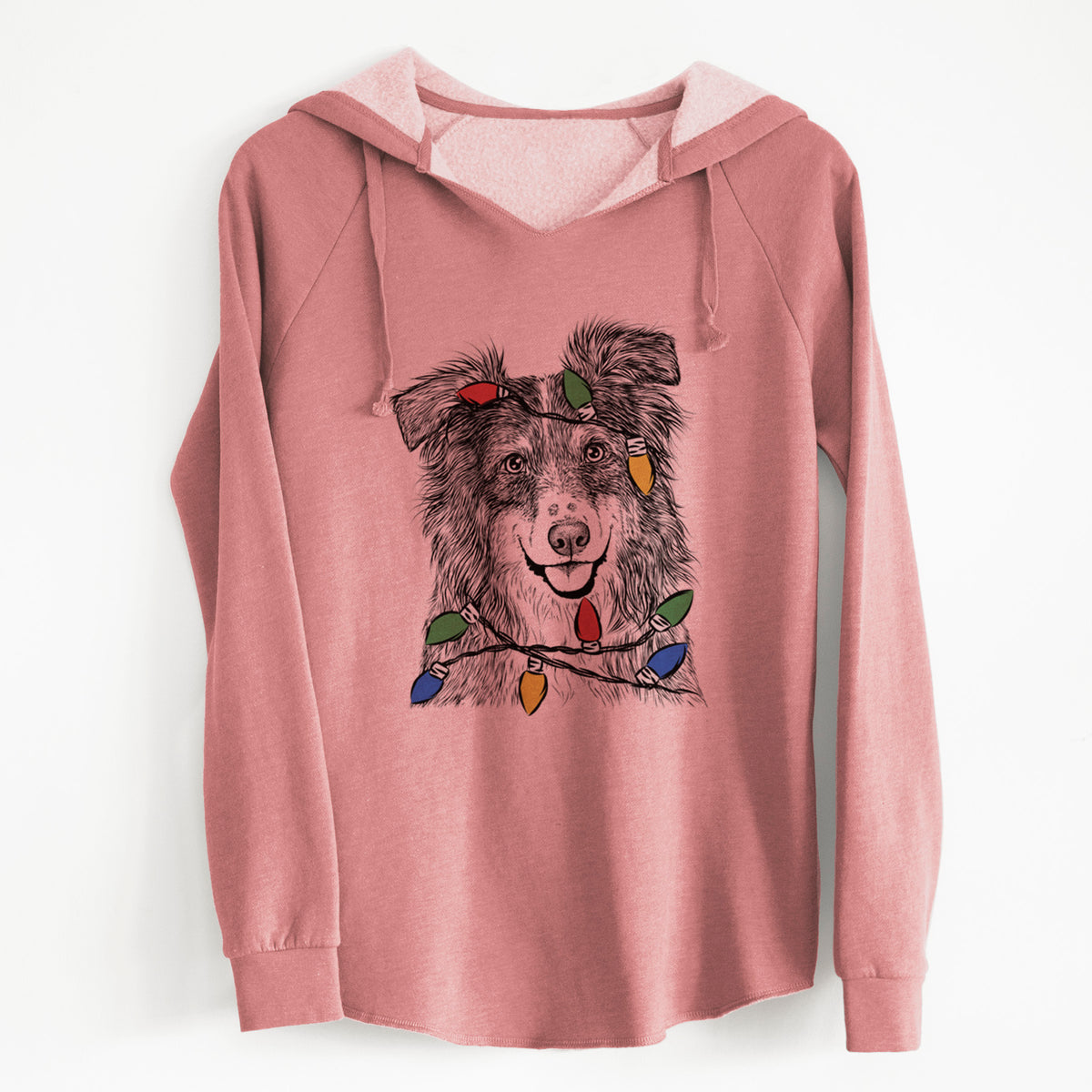 Christmas Lights Aushe the Australian Shepherd - Cali Wave Hooded Sweatshirt