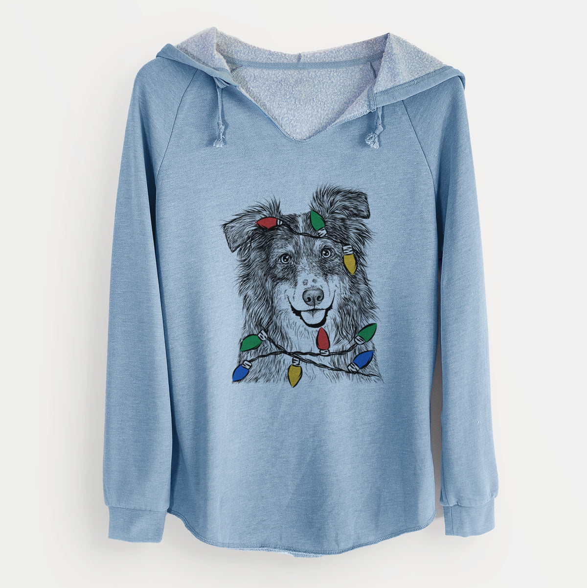 Christmas Lights Aushe the Australian Shepherd - Cali Wave Hooded Sweatshirt