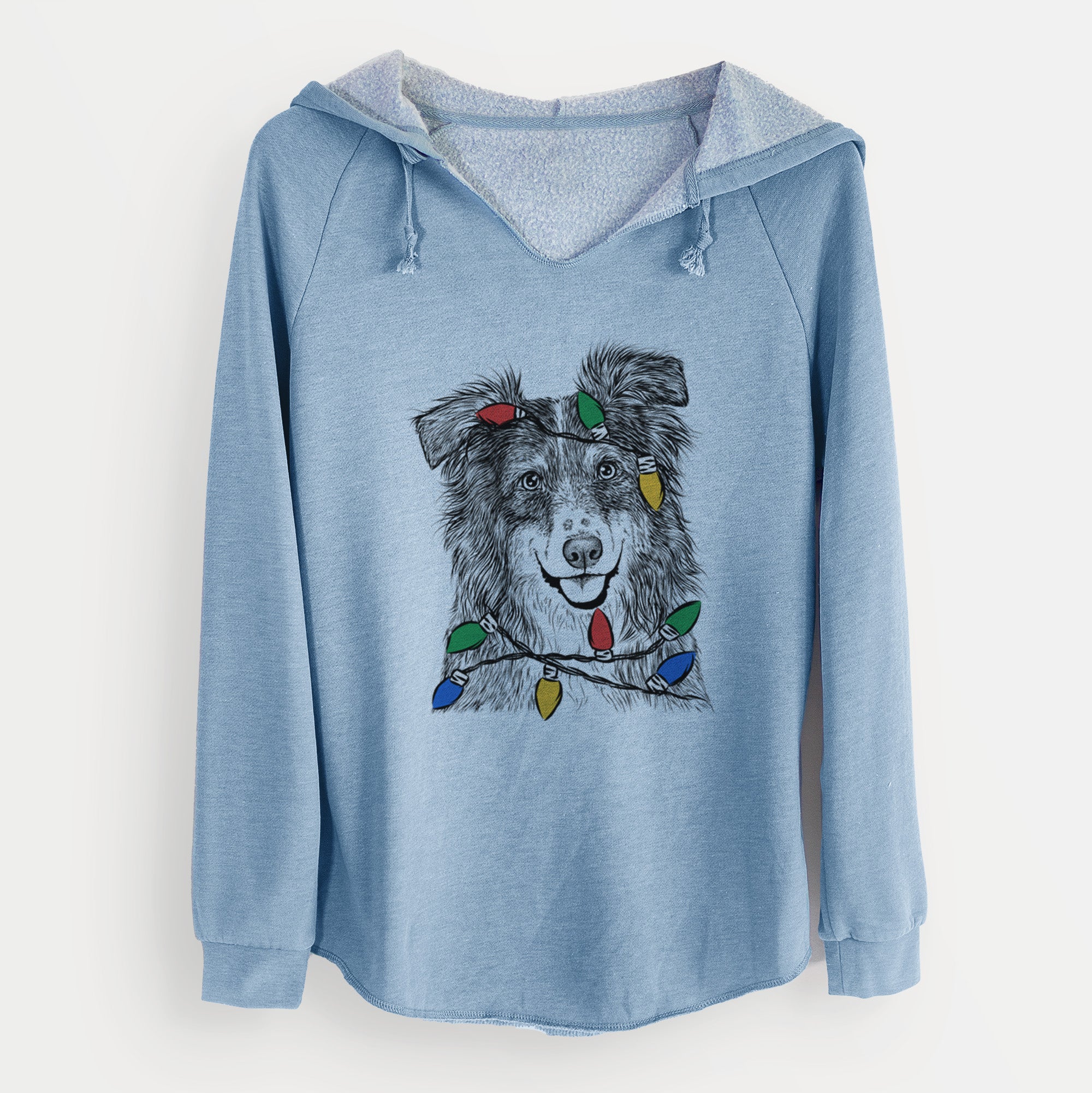 Christmas Lights Aushe the Australian Shepherd - Cali Wave Hooded Sweatshirt