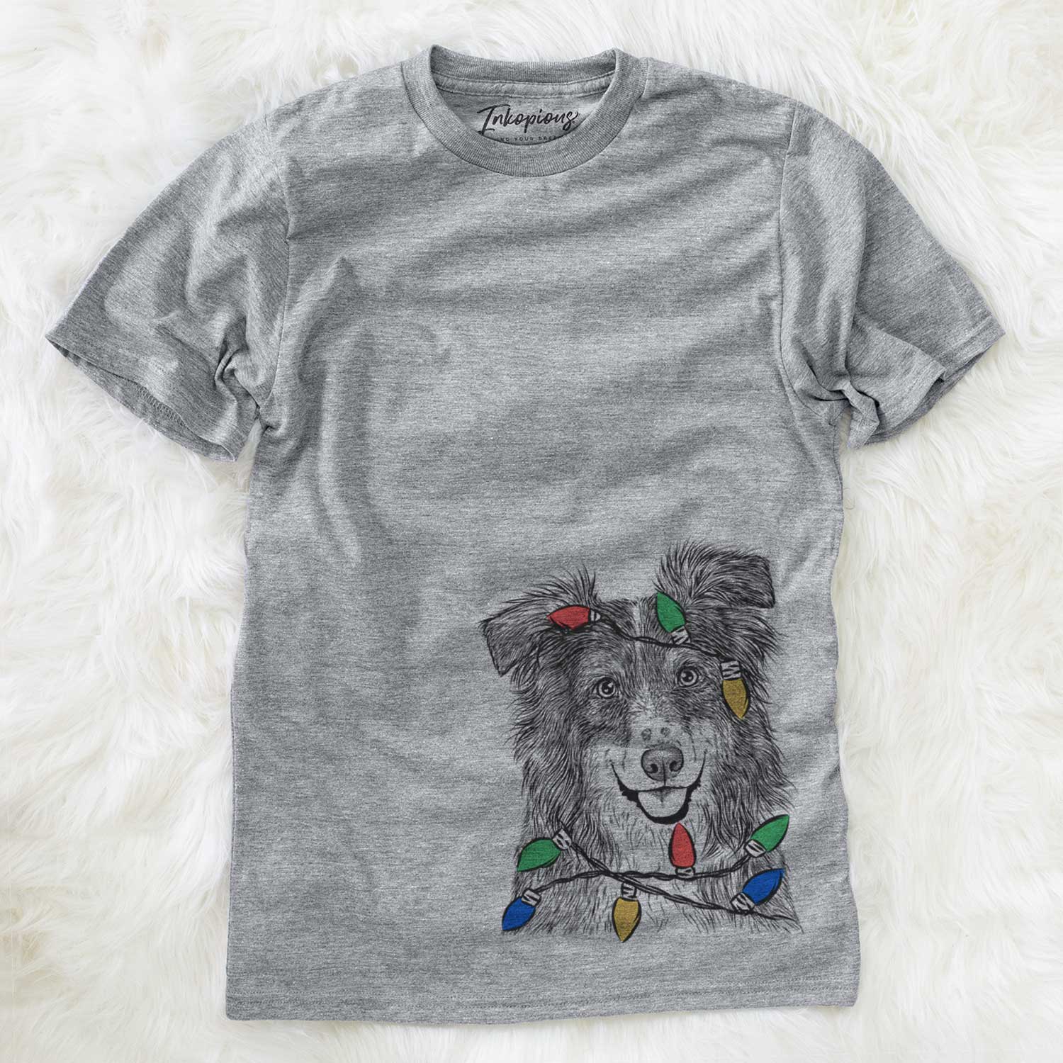 Christmas Lights Aushe the Australian Shepherd - Unisex Crewneck