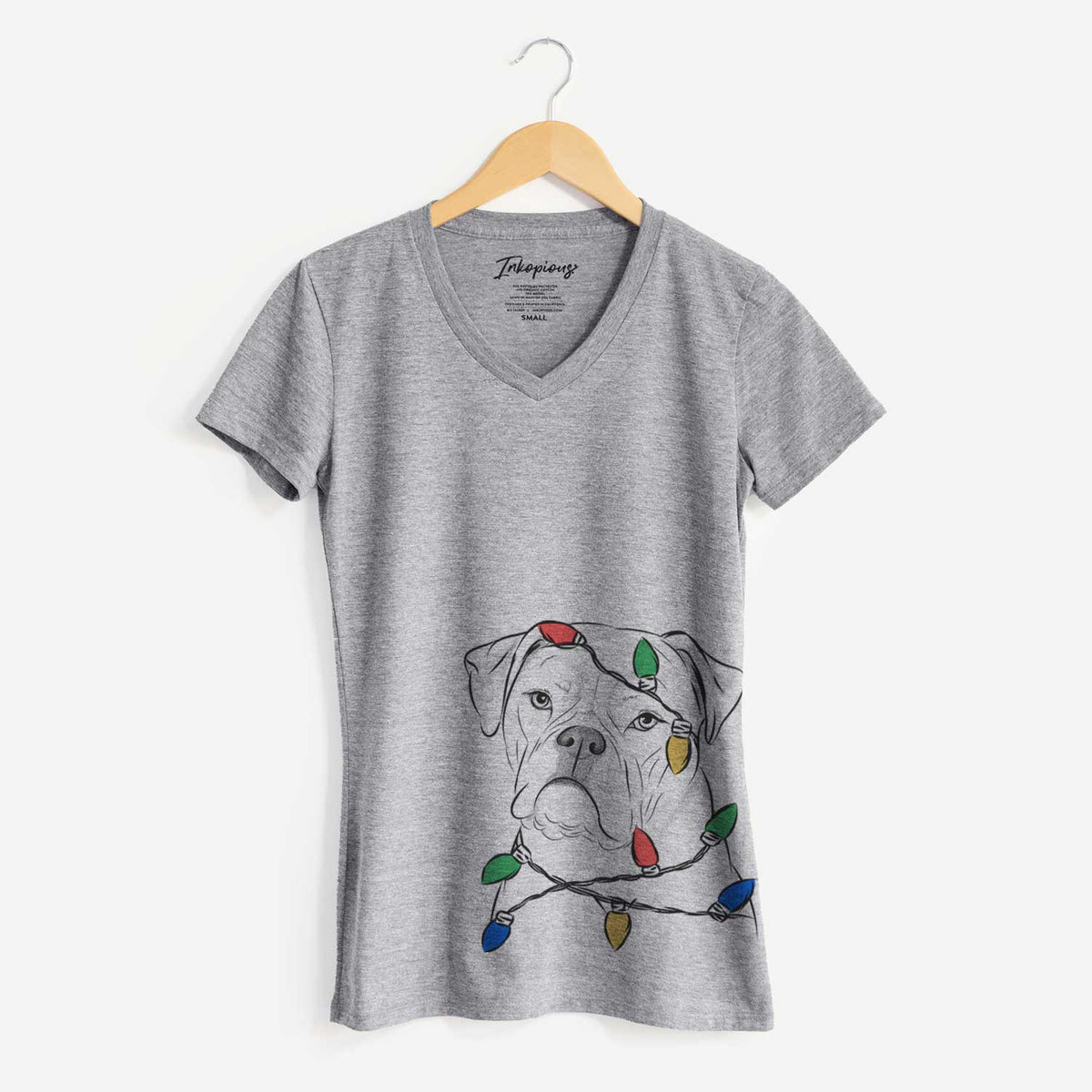 Christmas Lights Babe the AmericanBulldog - Women's V-neck Shirt