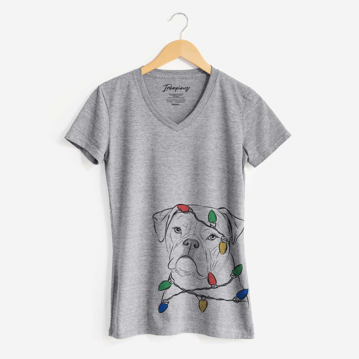 Christmas Lights Babe the AmericanBulldog - Women's V-neck Shirt