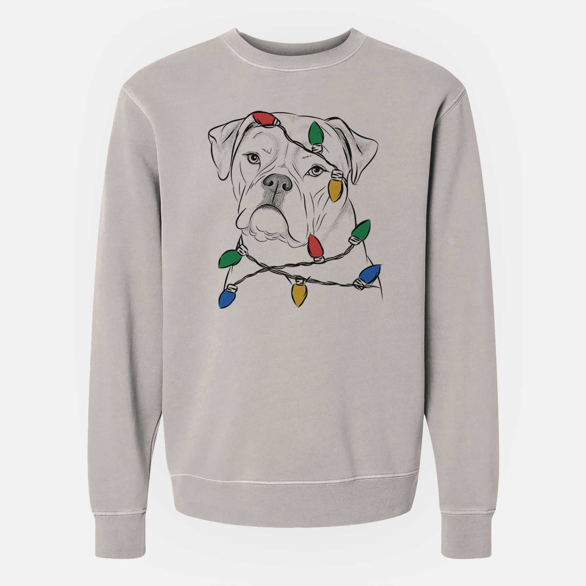Christmas Lights Babe the AmericanBulldog - Unisex Pigment Dyed Crew Sweatshirt