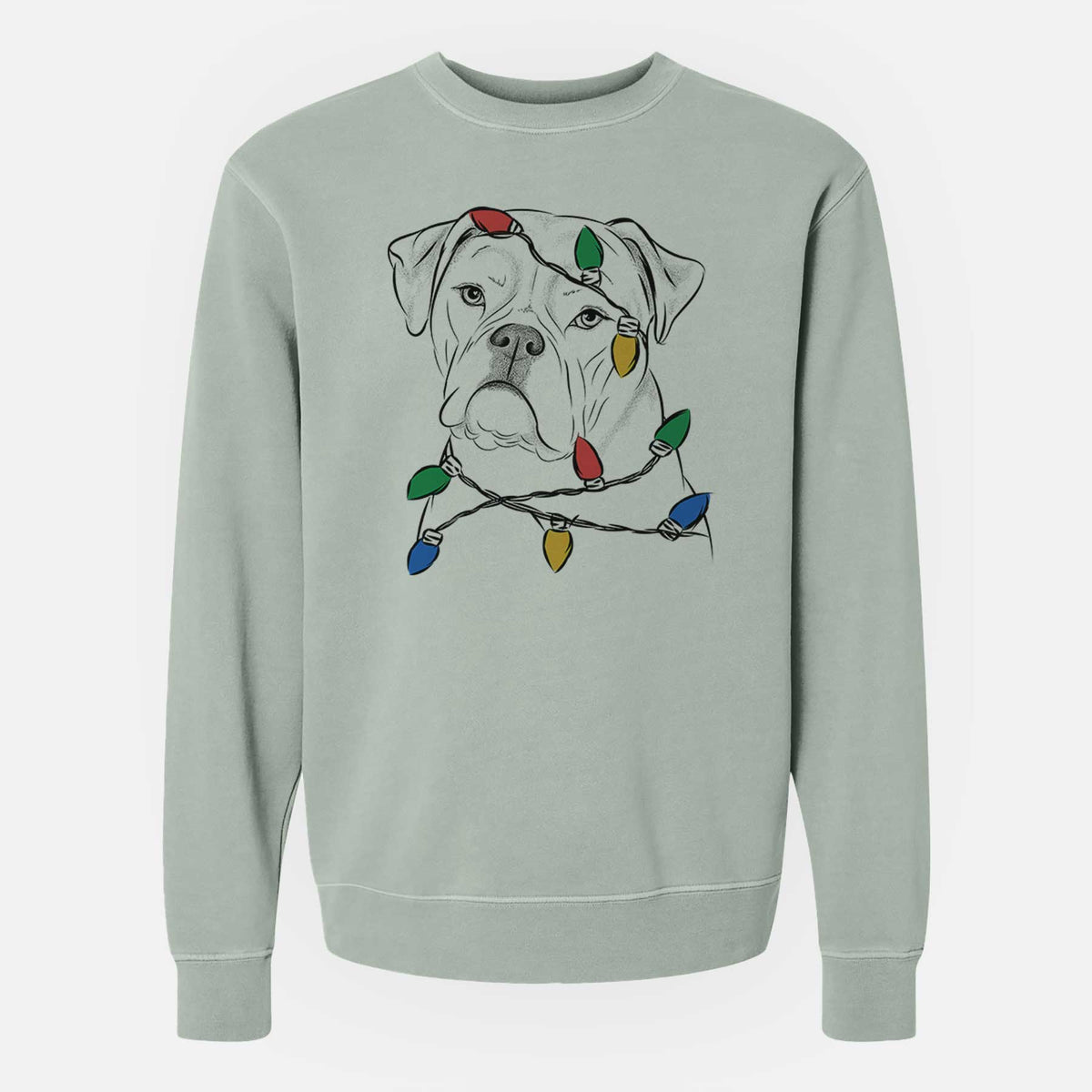 Christmas Lights Babe the AmericanBulldog - Unisex Pigment Dyed Crew Sweatshirt