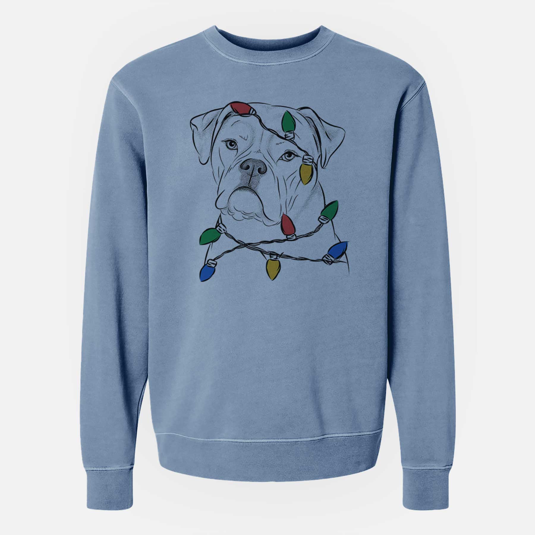 Christmas Lights Babe the AmericanBulldog - Unisex Pigment Dyed Crew Sweatshirt