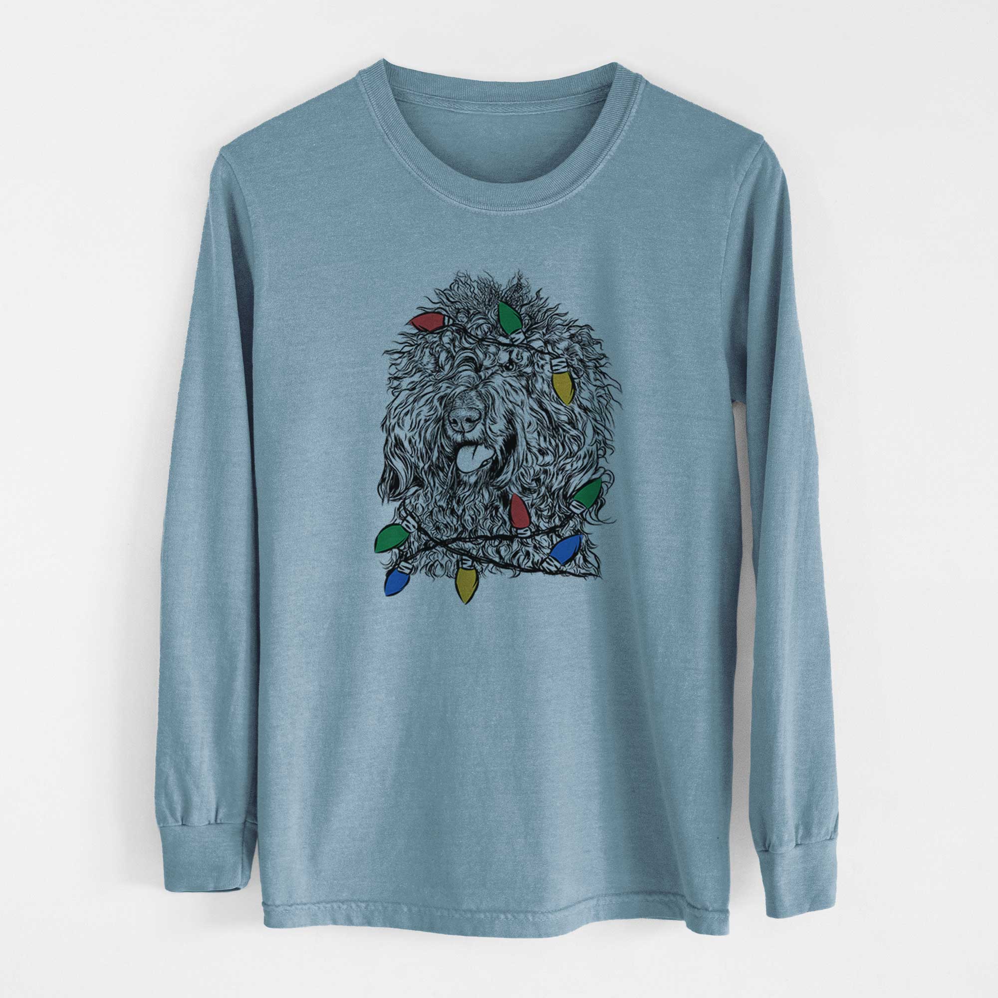 Christmas Lights Babs the Barbet - Heavyweight 100% Cotton Long Sleeve