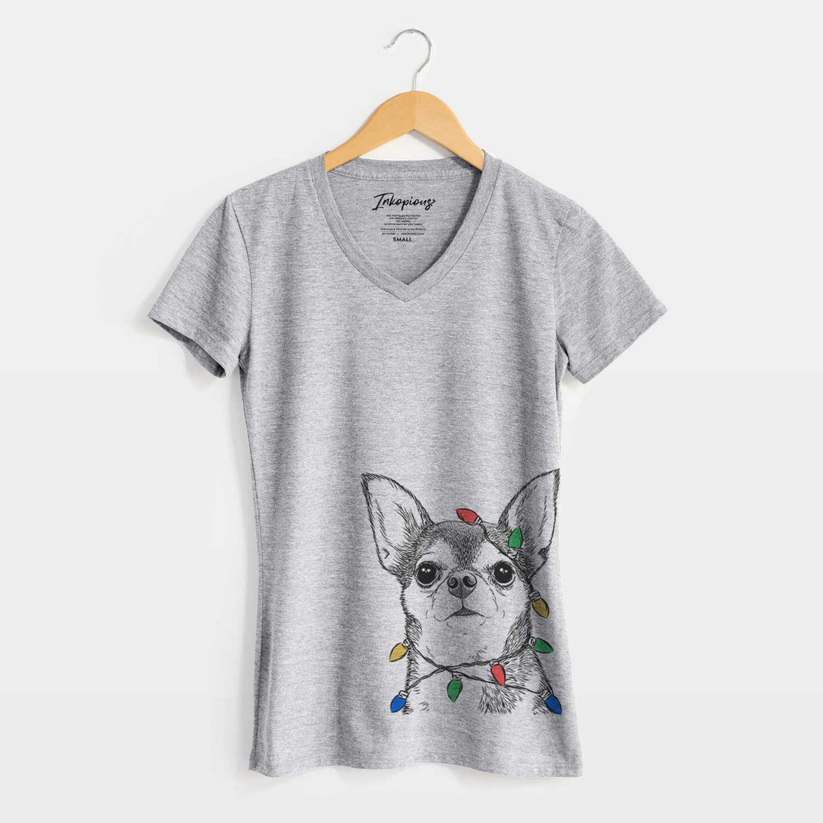 Christmas Lights Baby the Chihuahua - Women's V-neck Shirt