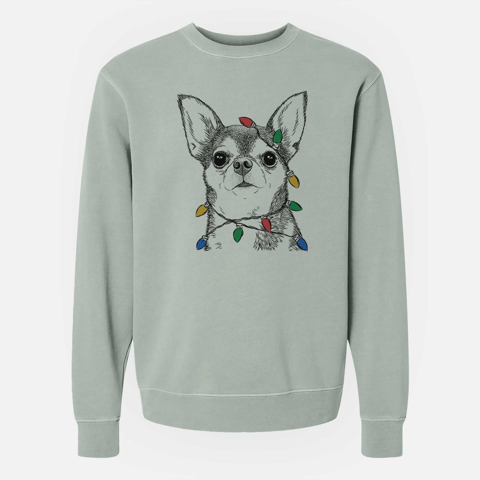 Christmas Lights Baby the Chihuahua - Unisex Pigment Dyed Crew Sweatshirt