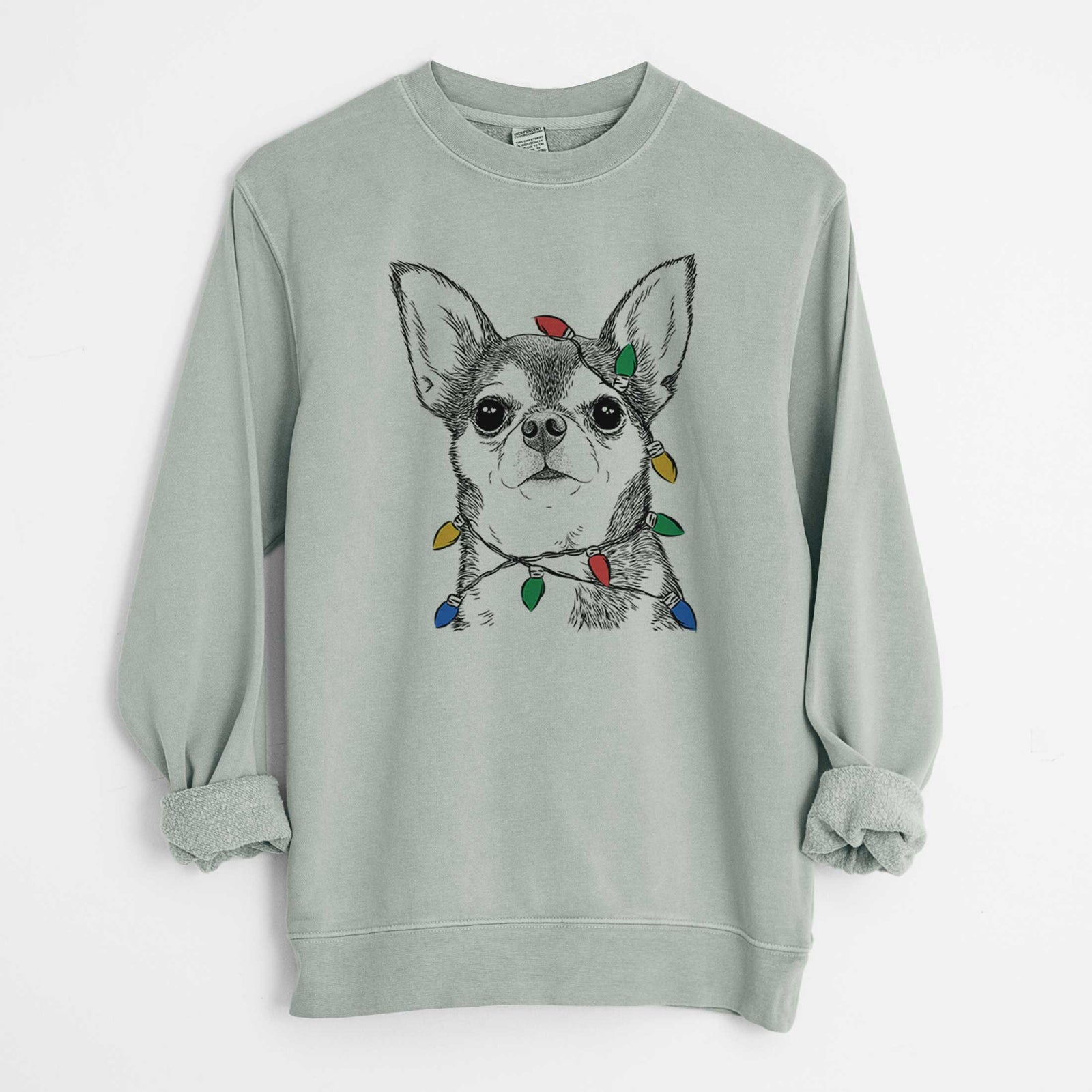 Christmas Lights Baby the Chihuahua - Unisex Pigment Dyed Crew Sweatshirt