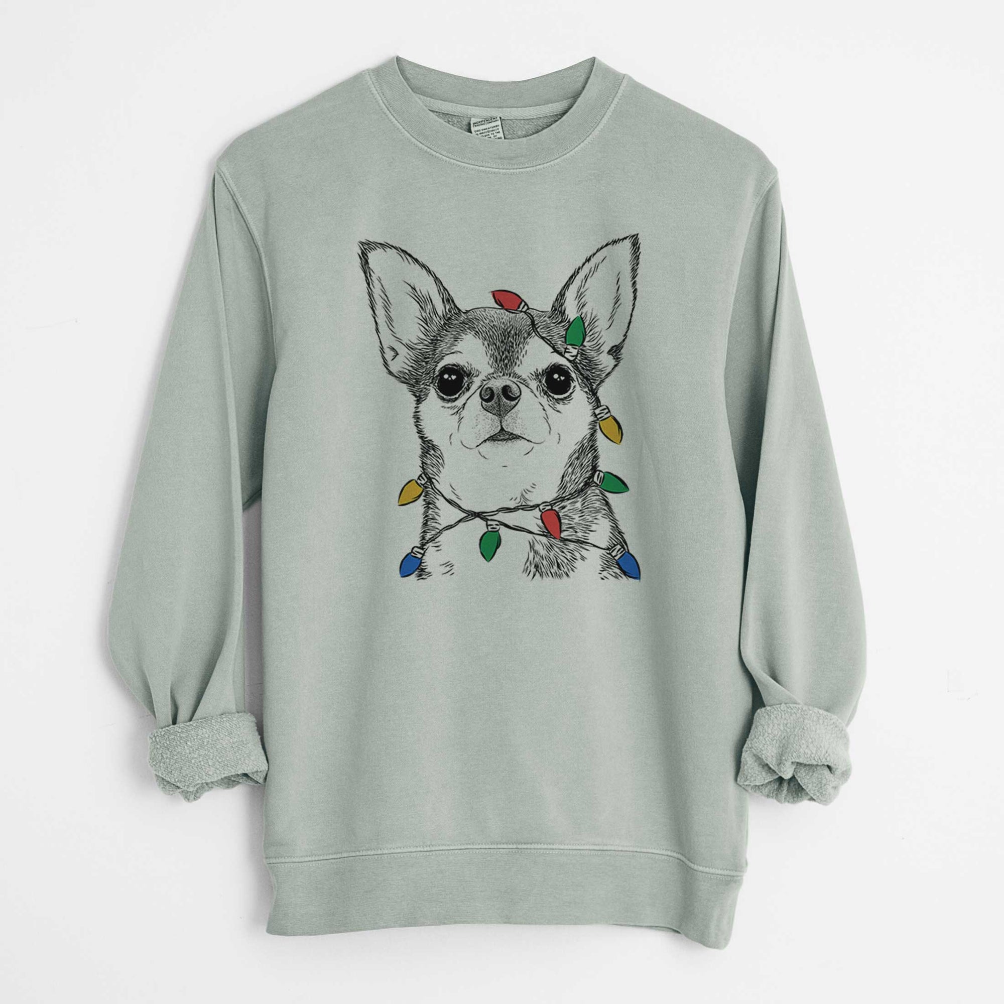 Christmas Lights Baby the Chihuahua - Unisex Pigment Dyed Crew Sweatshirt