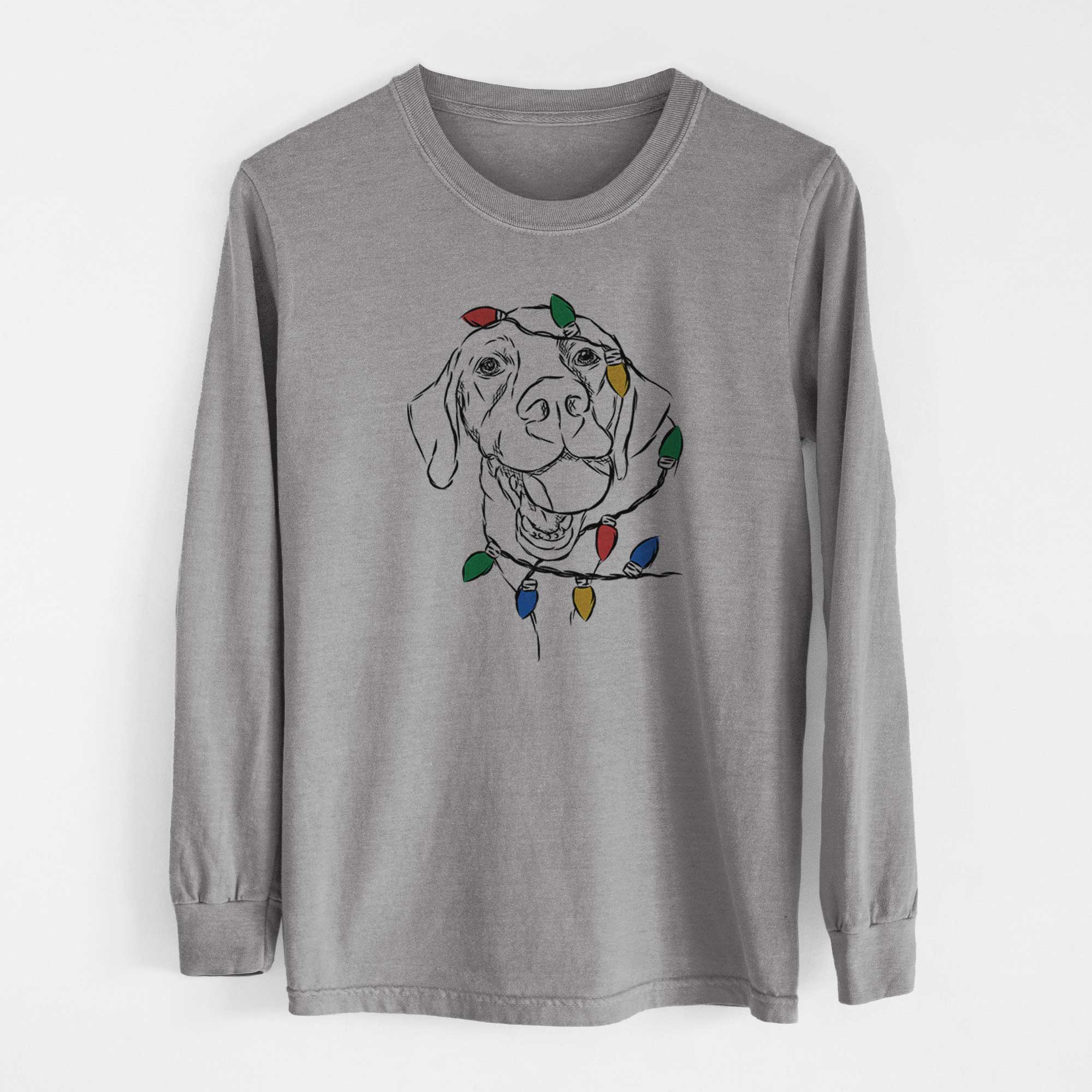 Christmas Lights Bailey the Labrador Retriever - Heavyweight 100% Cotton Long Sleeve