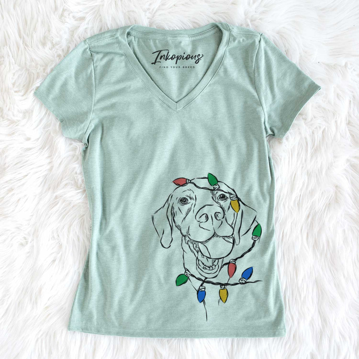 Christmas Lights Bailey the Labrador Retriever - Women&#39;s V-neck Shirt