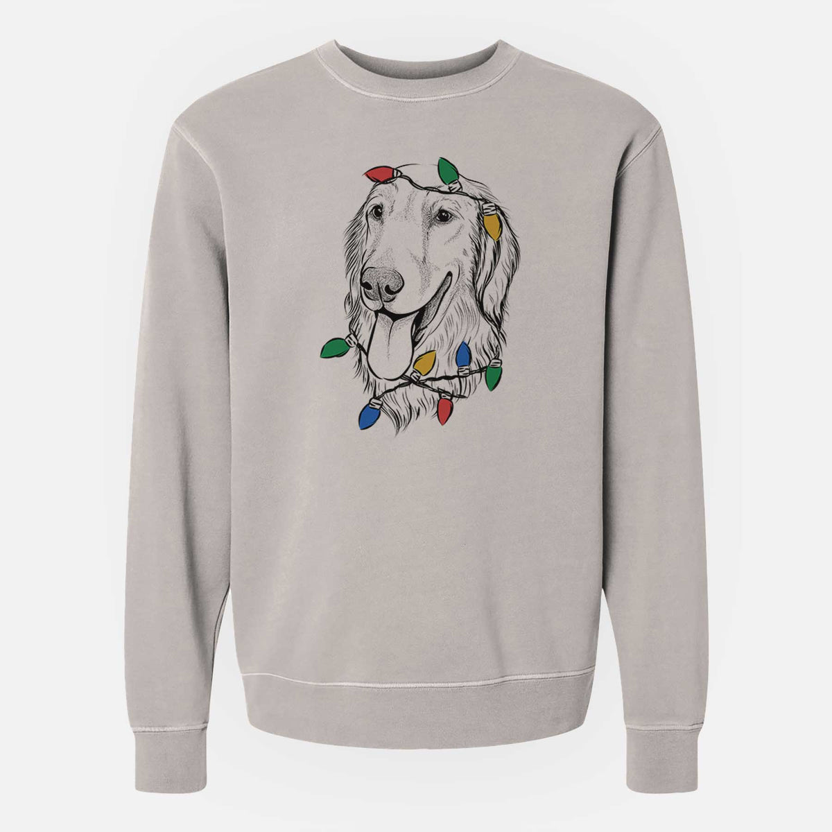 Christmas Lights Bailey the Golden Retriever - Unisex Pigment Dyed Crew Sweatshirt