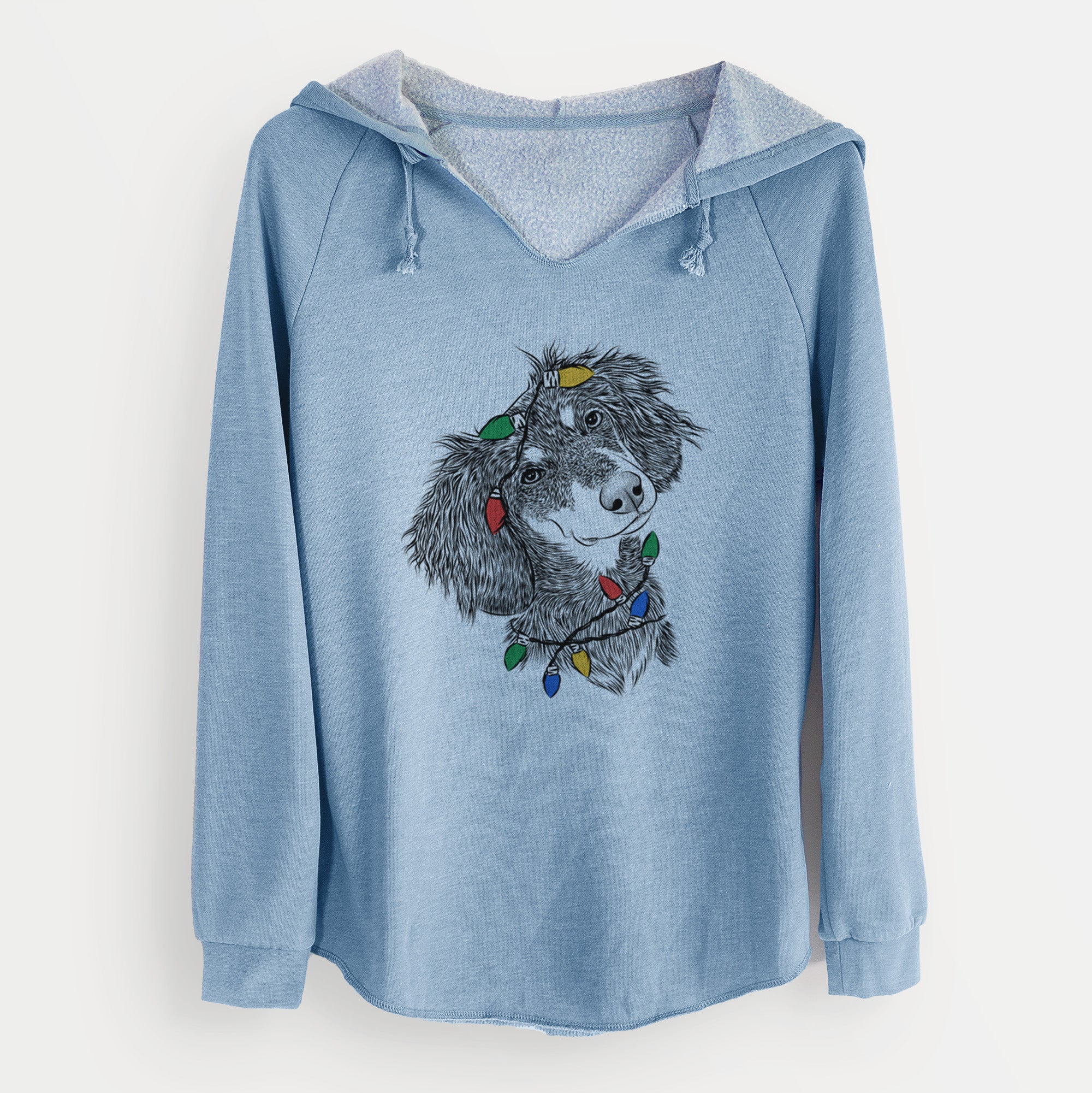 Christmas Lights Bailey the Long Haired Dachshund - Cali Wave Hooded Sweatshirt