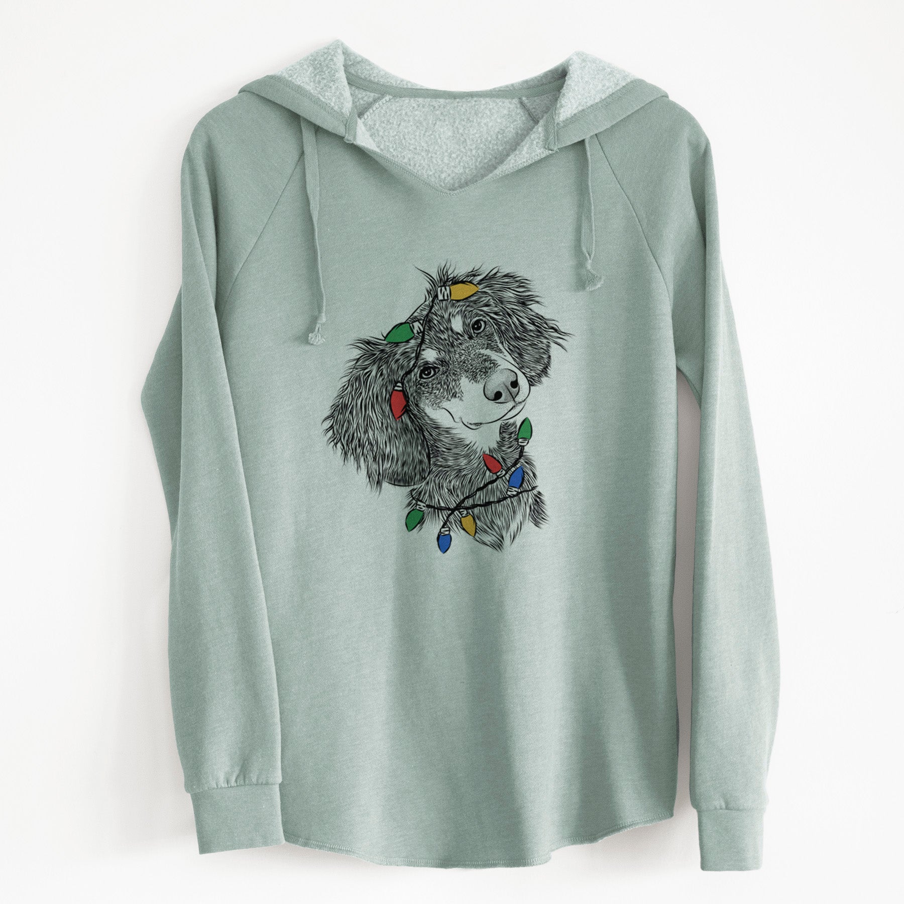 Christmas Lights Bailey the Long Haired Dachshund - Cali Wave Hooded Sweatshirt