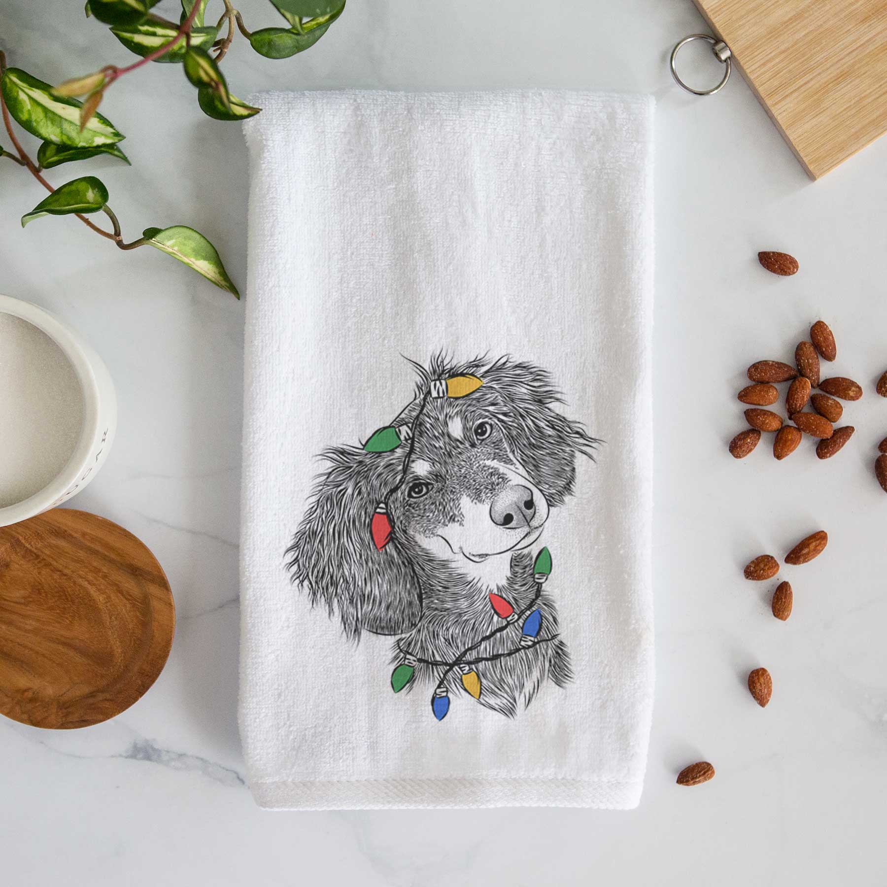 Bailey the Long Haired Dachshund Decorative Hand Towel