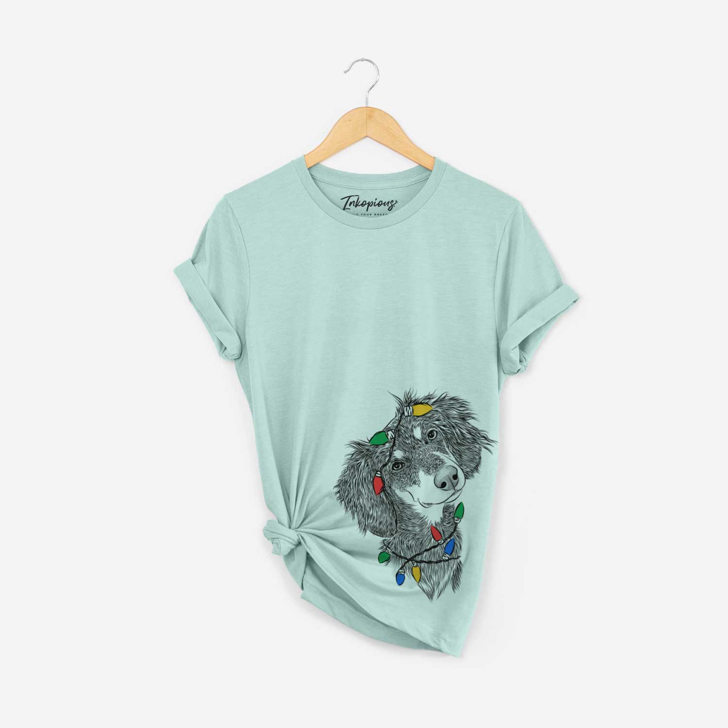 Christmas Lights Bailey the Long Haired Dachshund - Unisex Crewneck