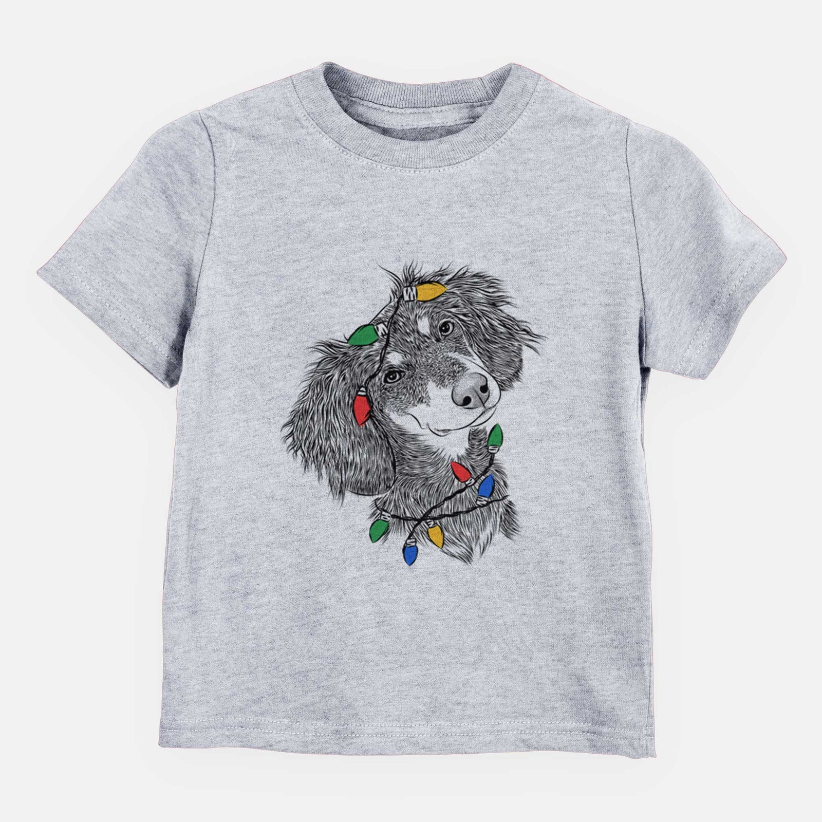 Christmas Lights Bailey the Long Haired Dachshund - Kids/Youth/Toddler Shirt