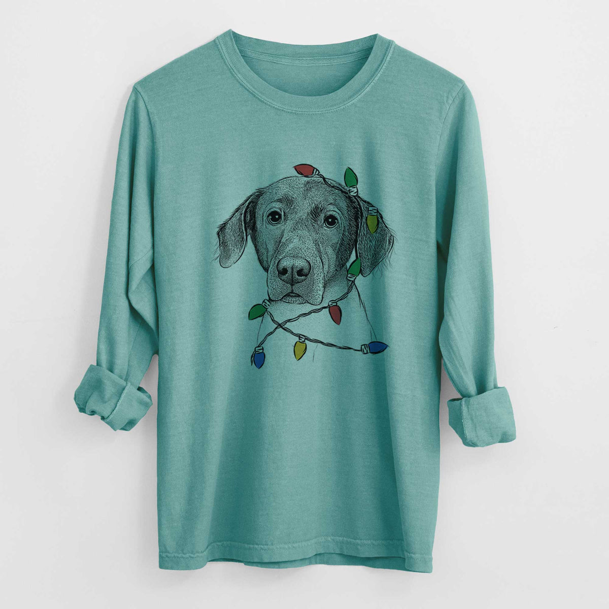 Christmas Lights Baldwin the Mixed Breed - Heavyweight 100% Cotton Long Sleeve