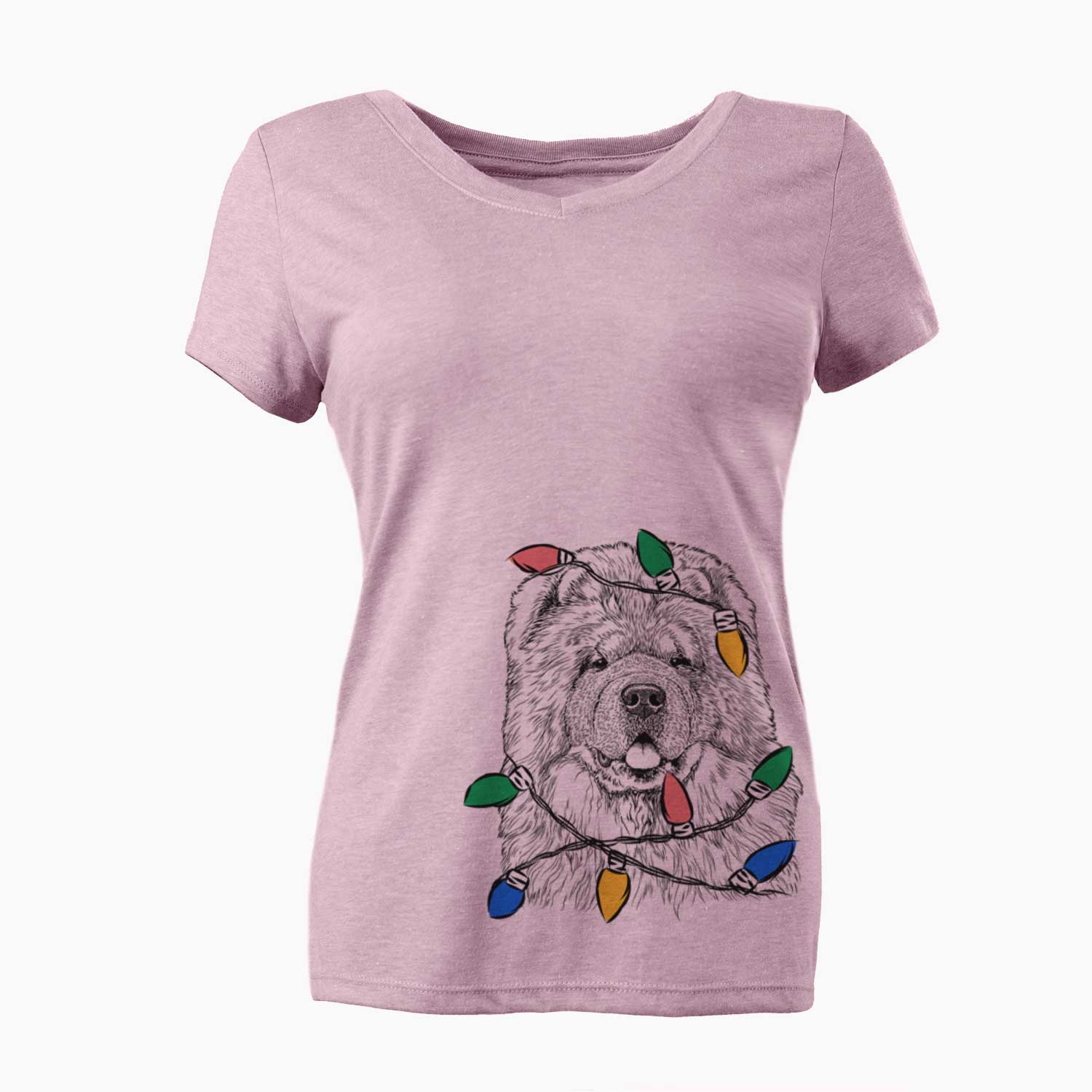 Christmas Lights Baloo the Chow Chow - Women's V-neck Shirt