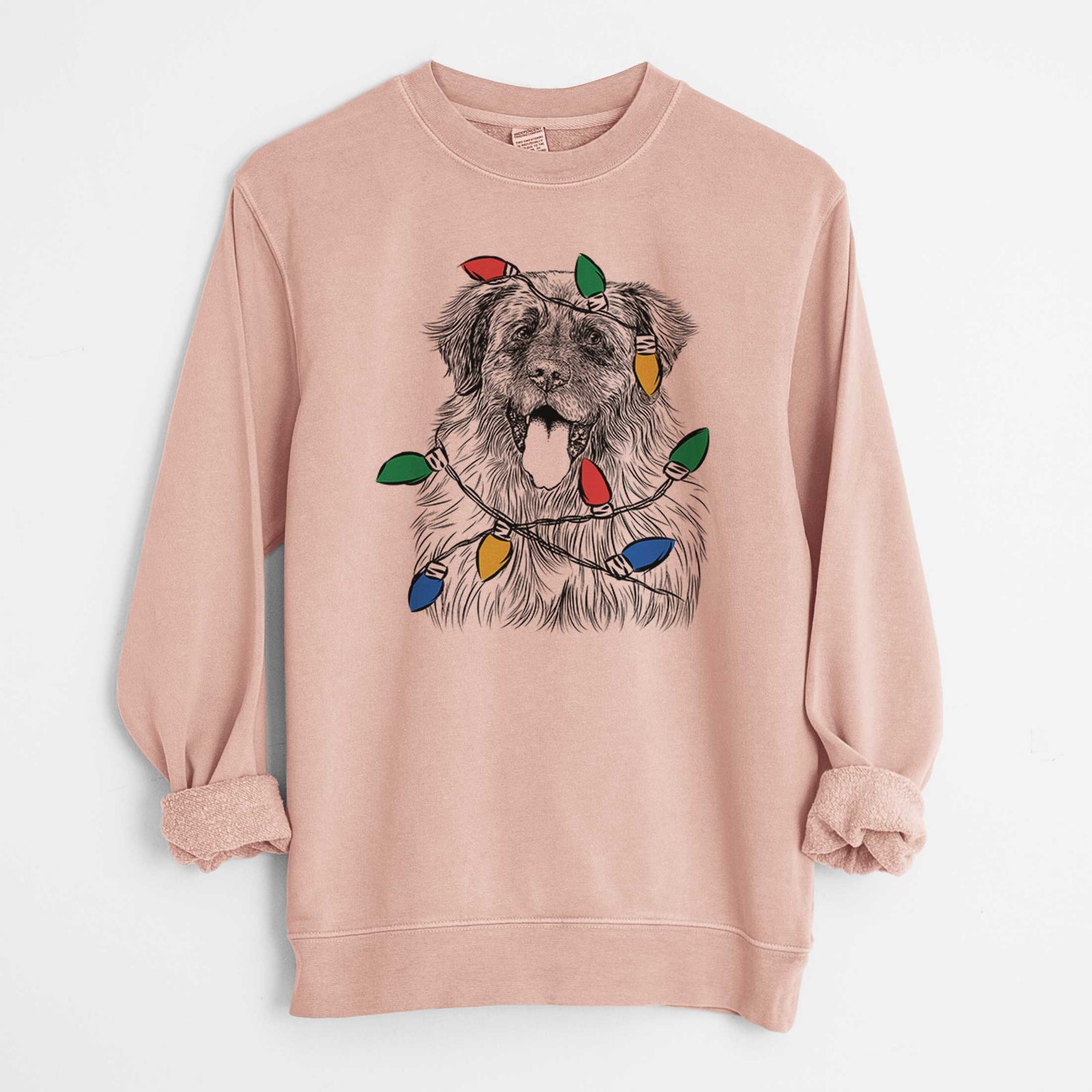 Christmas Lights Bamboo the Leonberger - Unisex Pigment Dyed Crew Sweatshirt