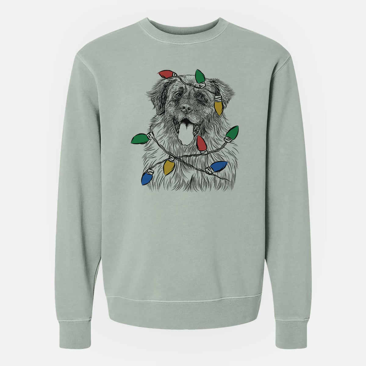 Christmas Lights Bamboo the Leonberger - Unisex Pigment Dyed Crew Sweatshirt