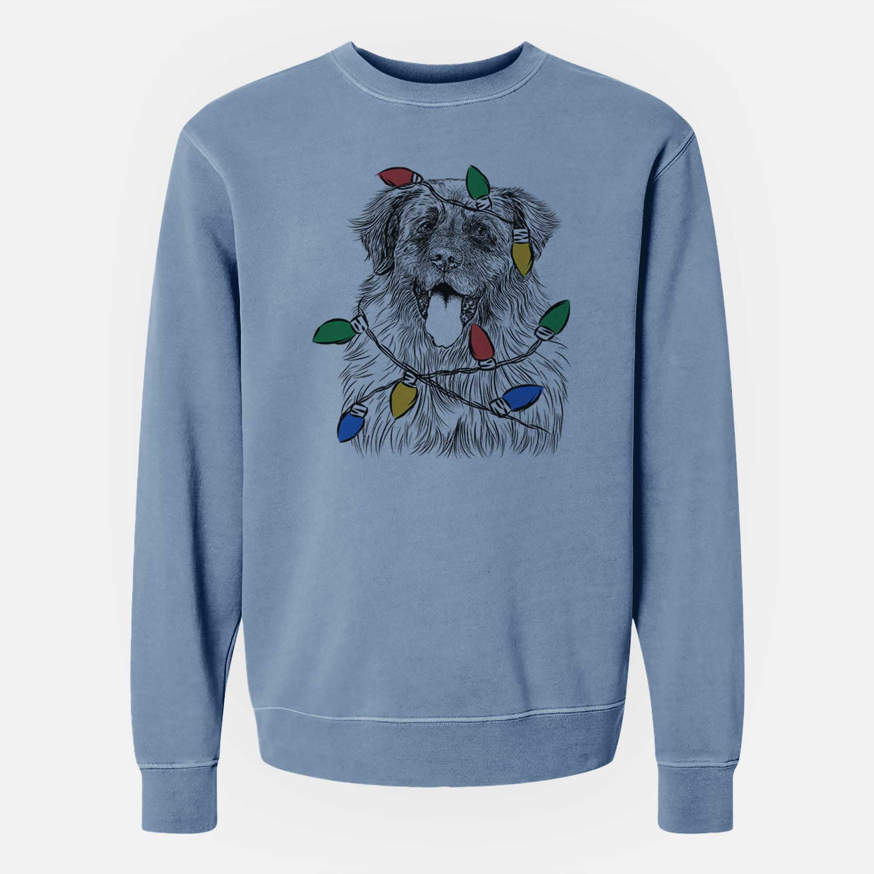 Christmas Lights Bamboo the Leonberger - Unisex Pigment Dyed Crew Sweatshirt