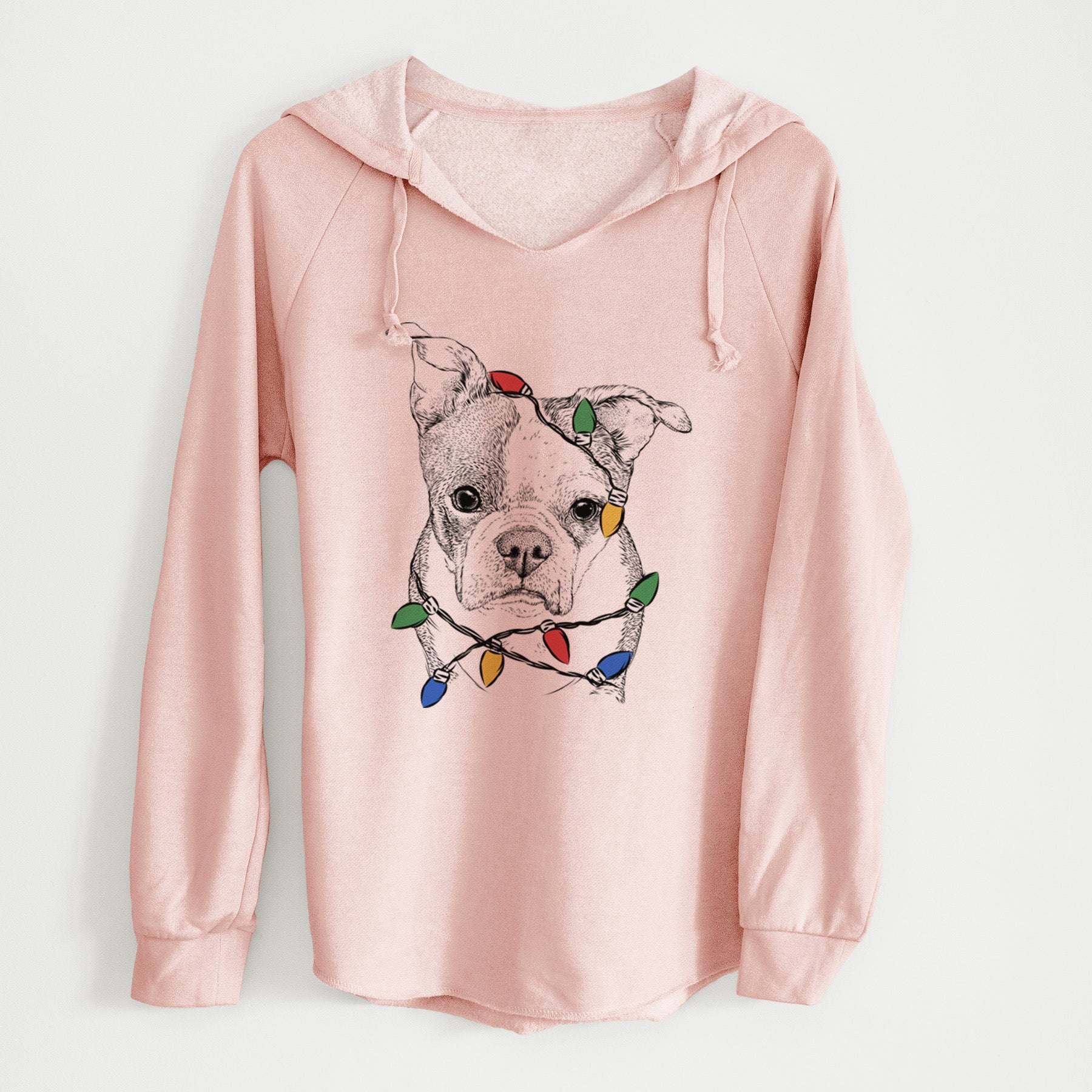 Christmas Lights Bandit the Boston Terrier - Cali Wave Hooded Sweatshirt