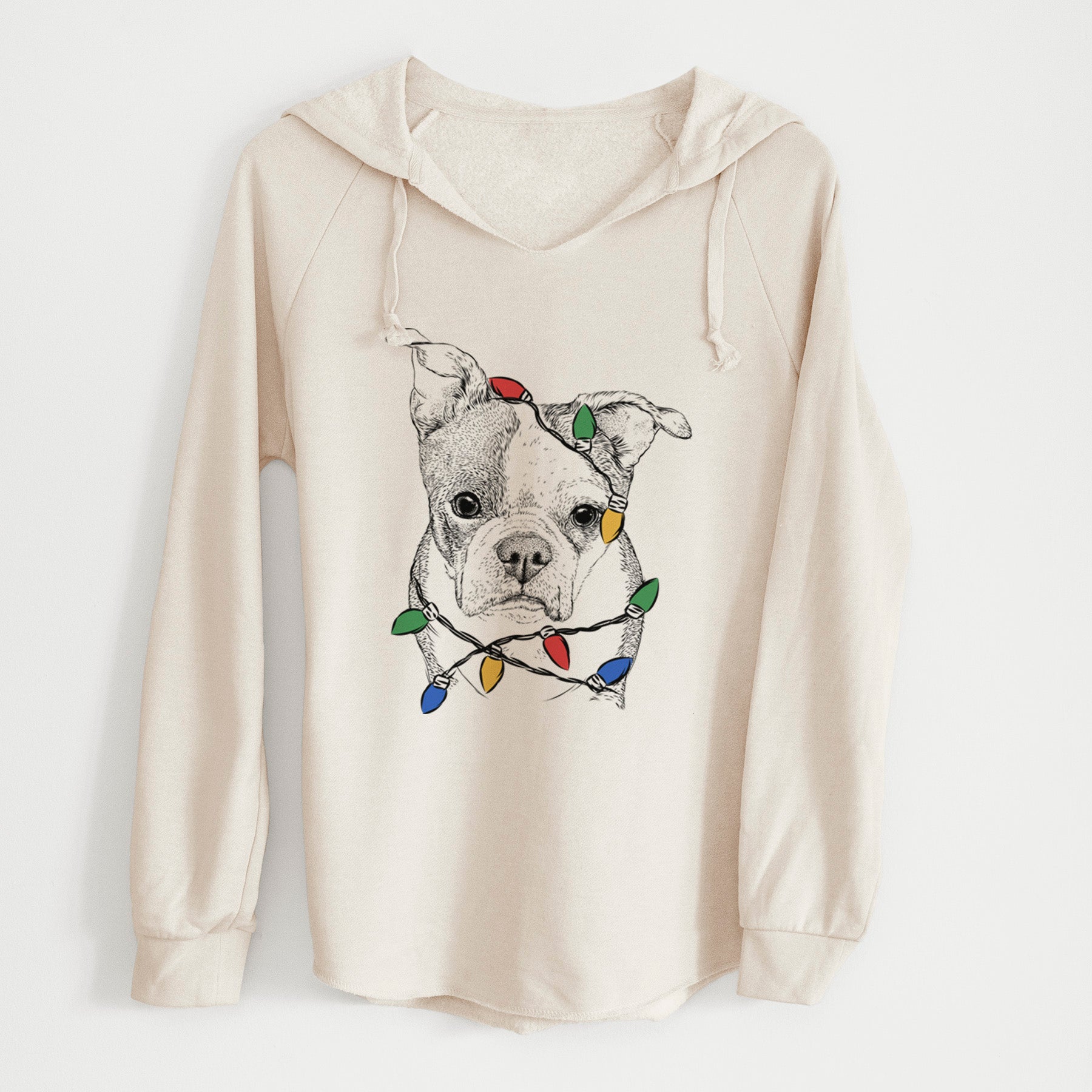 Christmas Lights Bandit the Boston Terrier - Cali Wave Hooded Sweatshirt