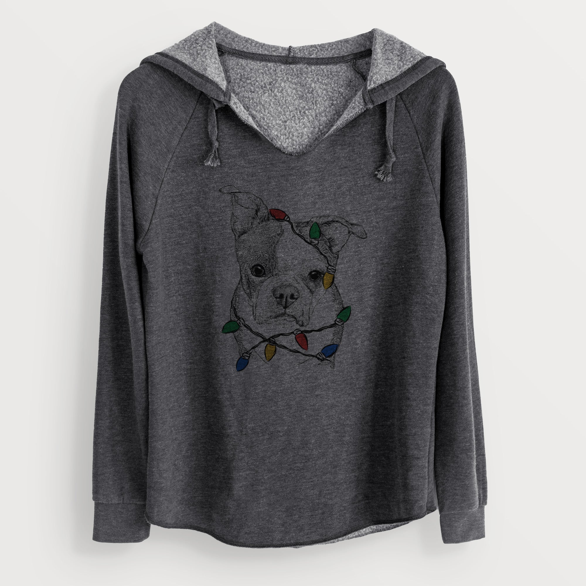 Christmas Lights Bandit the Boston Terrier - Cali Wave Hooded Sweatshirt