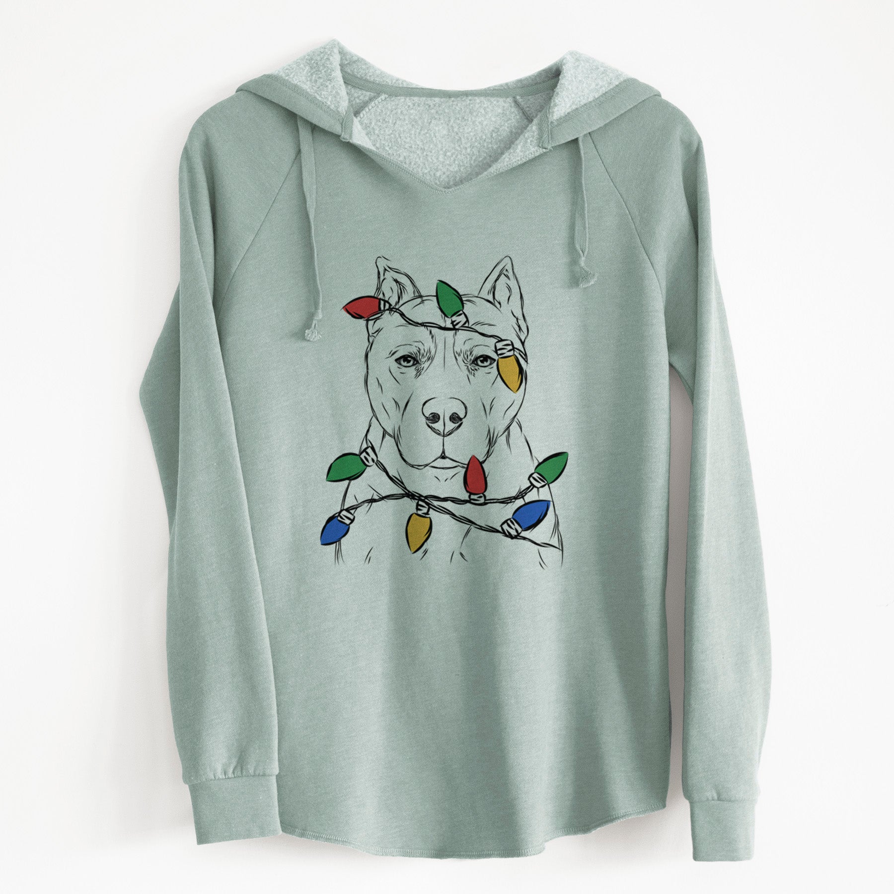 Christmas Lights Bane the Pitbull Mix - Cali Wave Hooded Sweatshirt