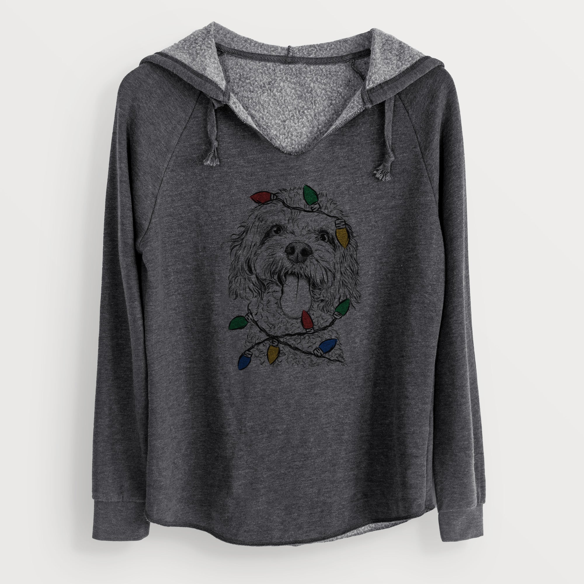 Christmas Lights Barney the Cavachon - Cali Wave Hooded Sweatshirt