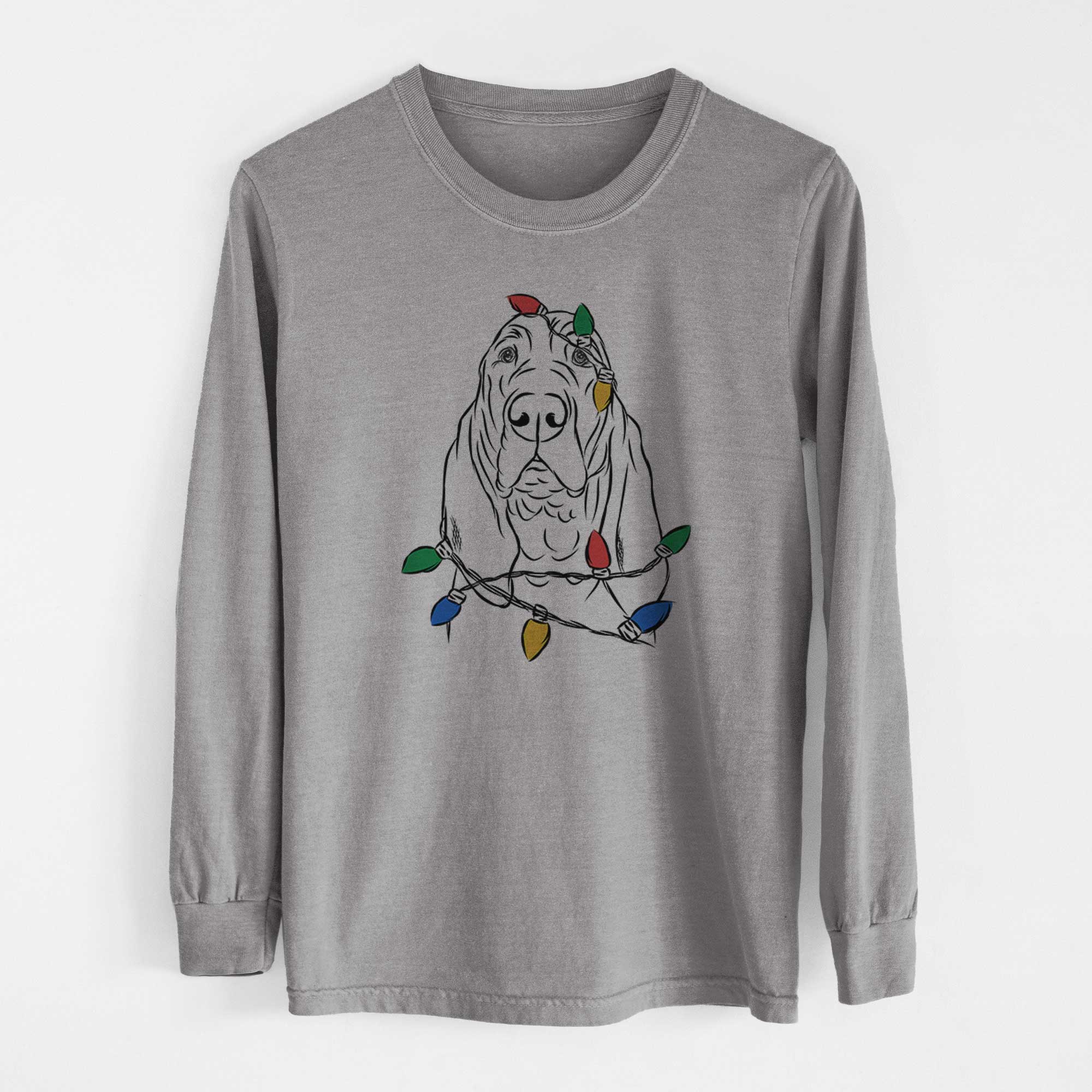 Christmas Lights Baron the Bloodhound - Heavyweight 100% Cotton Long Sleeve