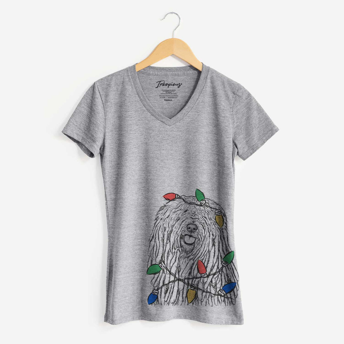 Christmas Lights Barry the Komondor - Women's V-neck Shirt