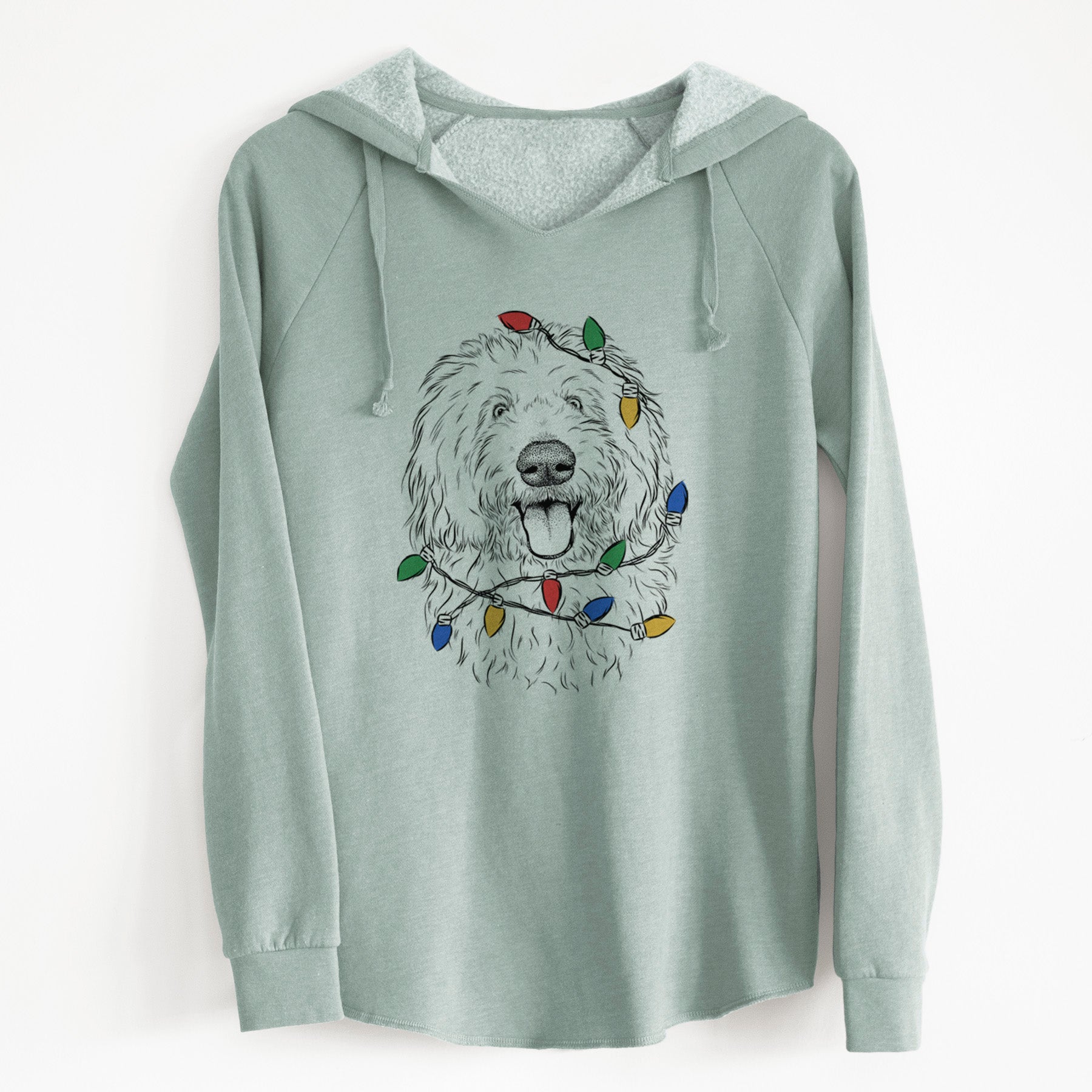 Christmas Lights Barry the Old English Sheepdog - Cali Wave Hooded Sweatshirt