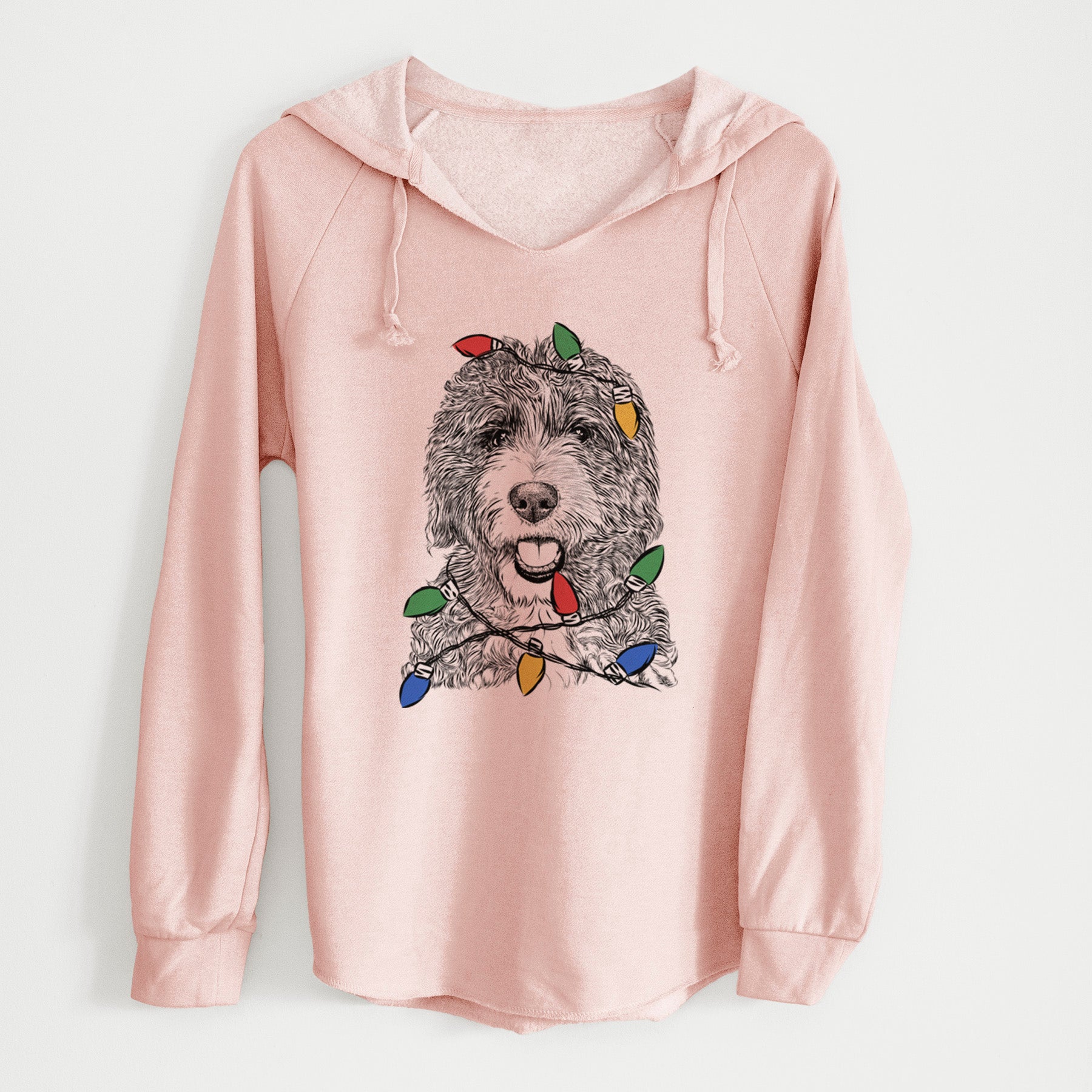 Christmas Lights Bash the Bernedoodle - Cali Wave Hooded Sweatshirt