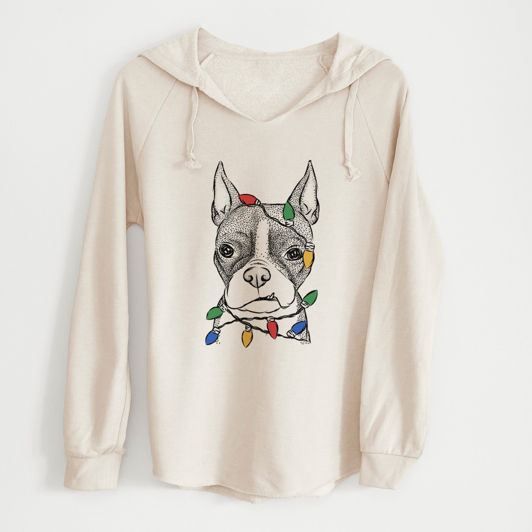 Christmas Lights Bean the Boston Terrier - Cali Wave Hooded Sweatshirt