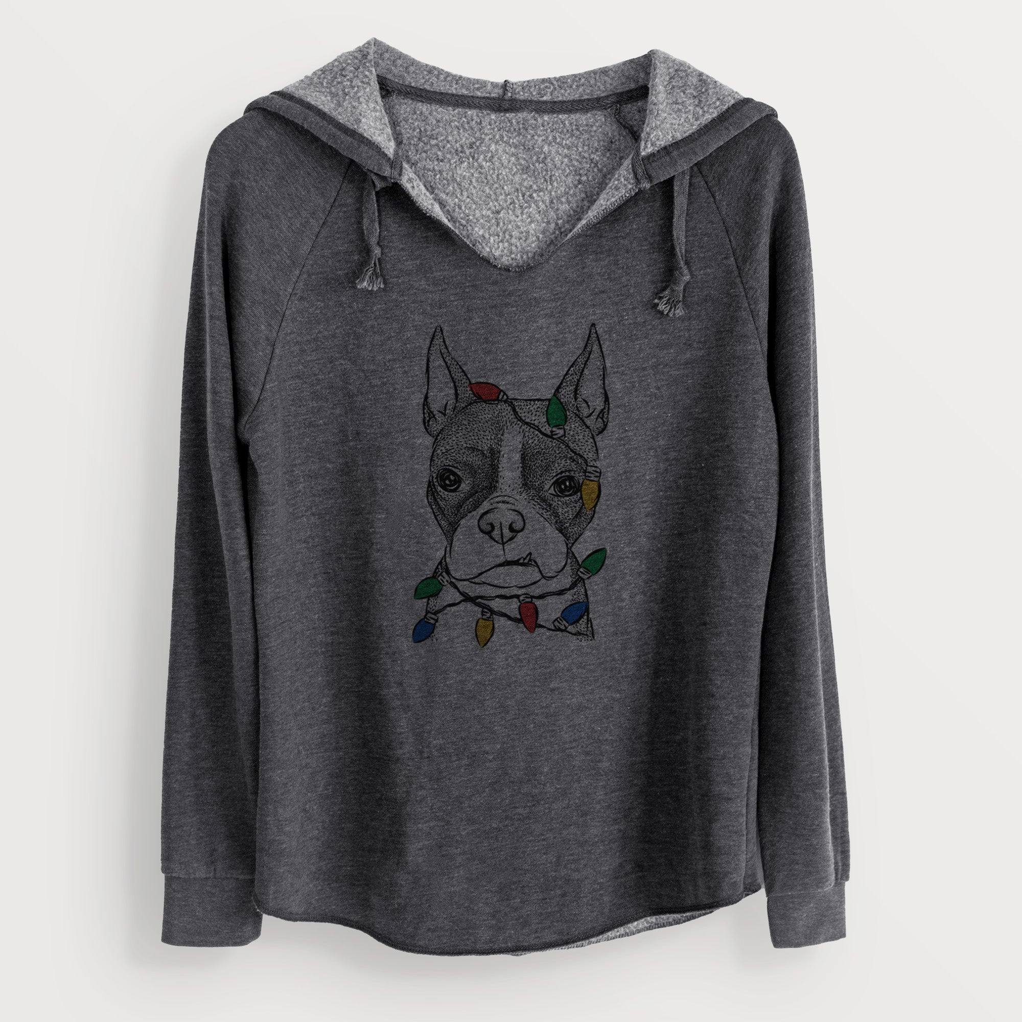 Christmas Lights Bean the Boston Terrier - Cali Wave Hooded Sweatshirt