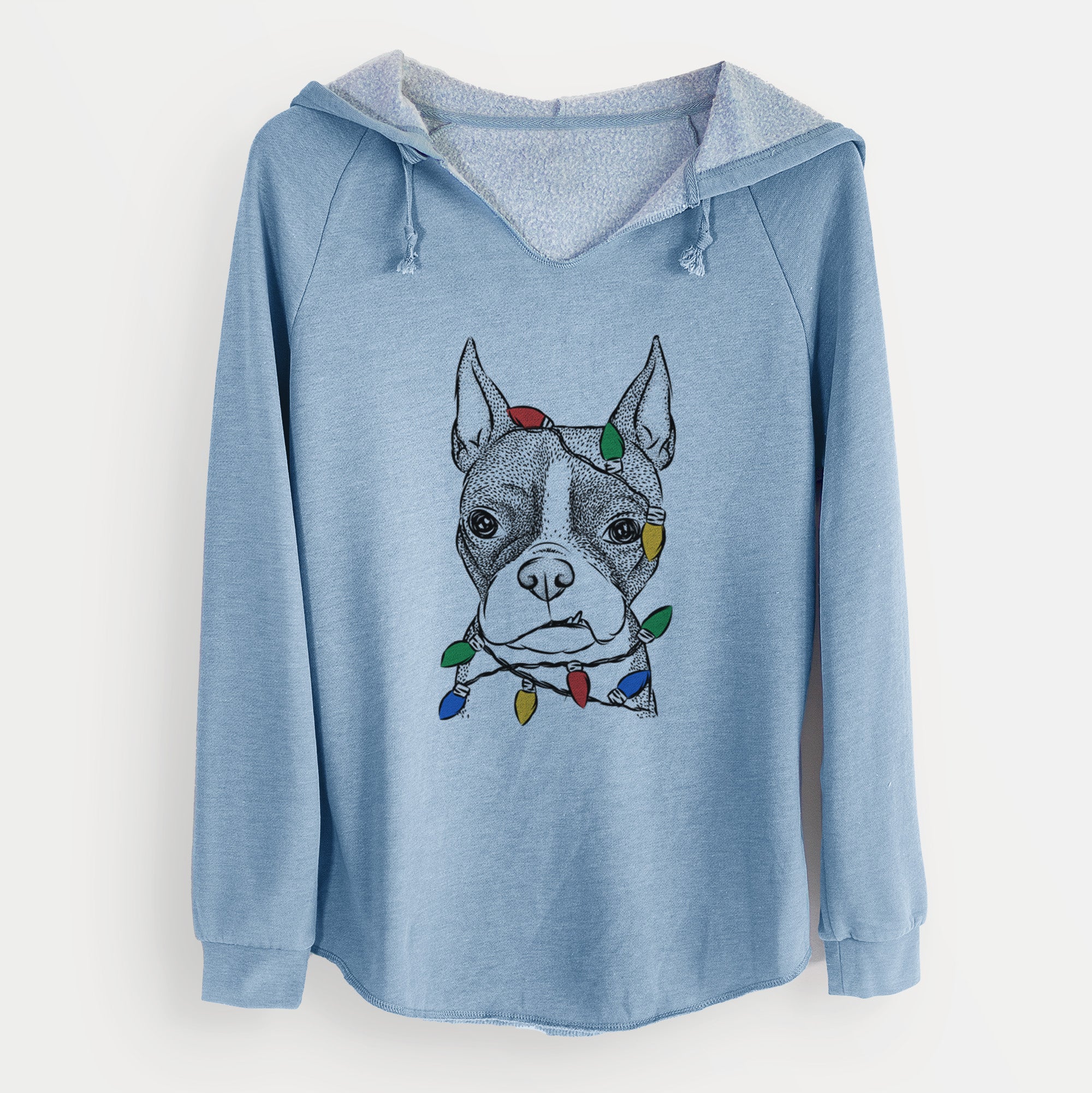 Christmas Lights Bean the Boston Terrier - Cali Wave Hooded Sweatshirt